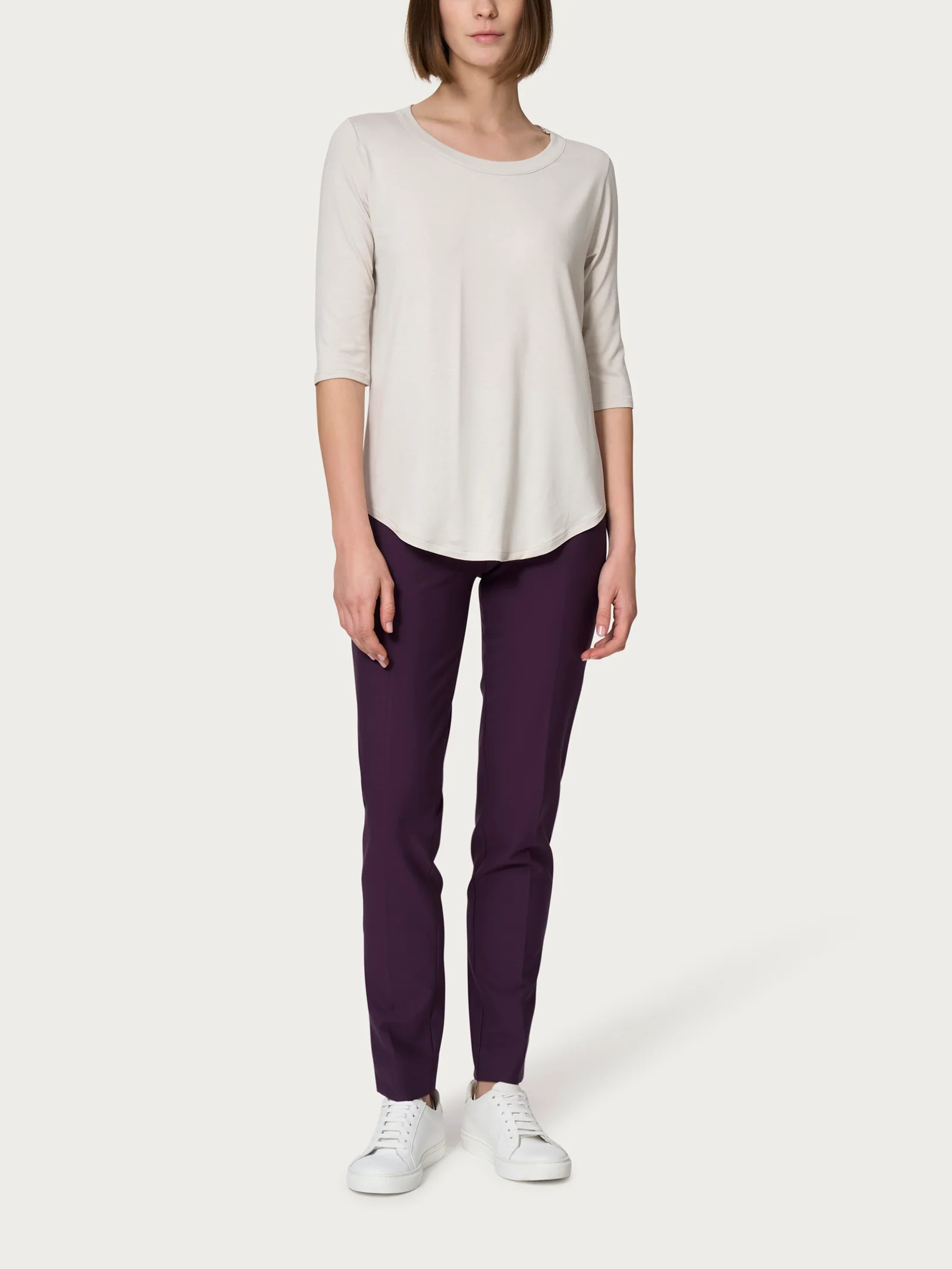 Maglietta girocollo in Viscosa Summer - Plum Perfect - Image 4