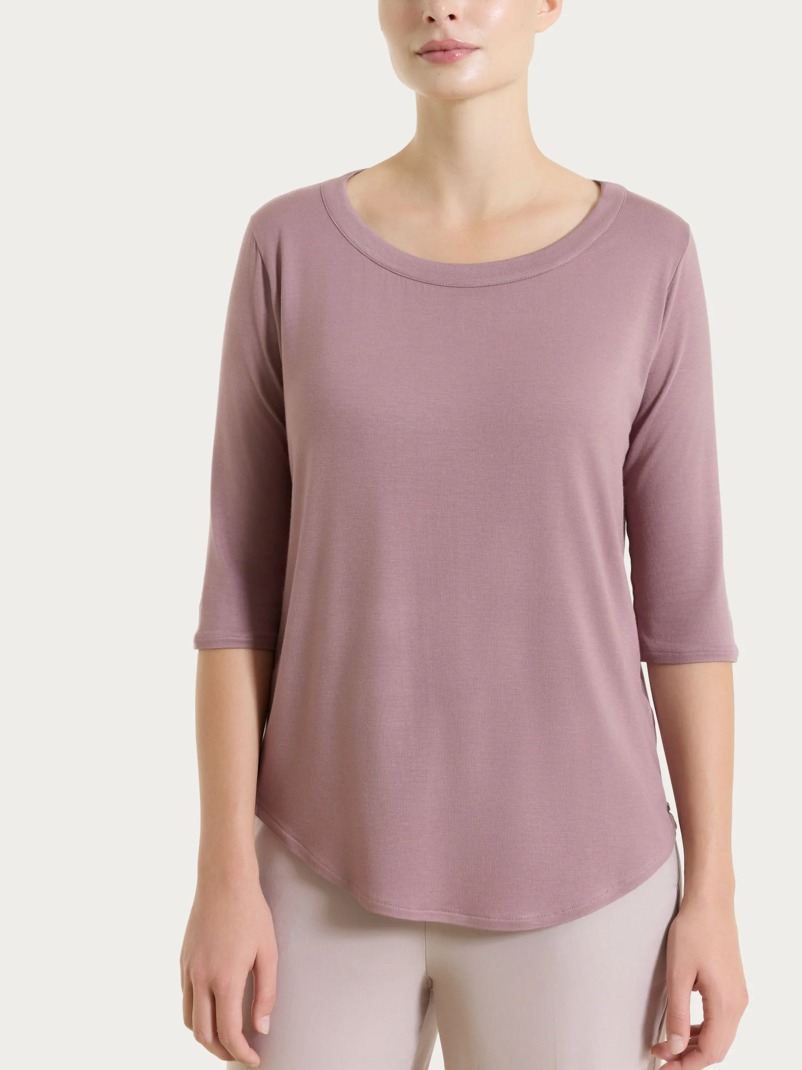 Maglietta girocollo in Viscosa Summer - Twilight Mauve