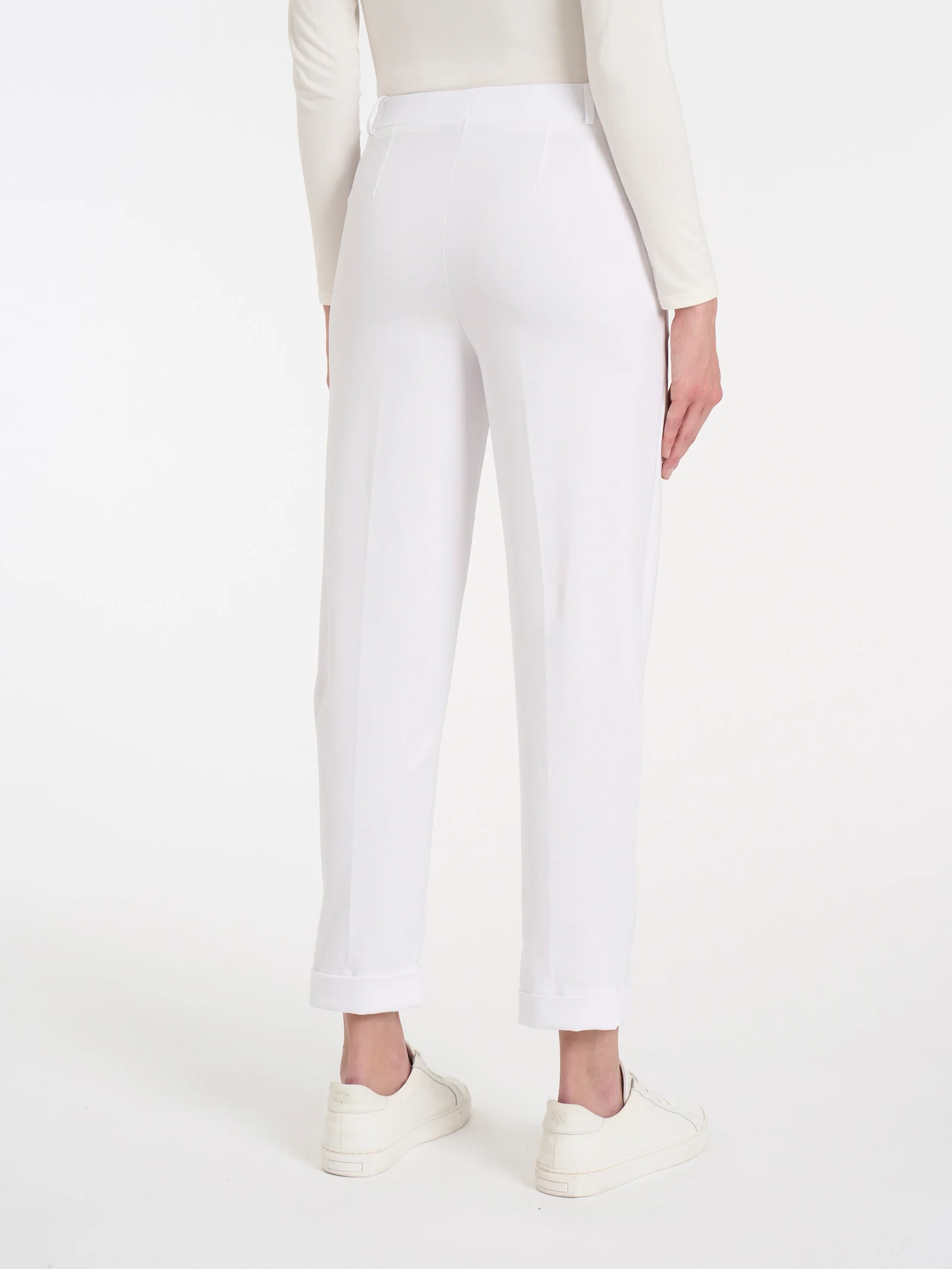 Pantalone a carota con tasche in Compact Light - Bianco - Image 2