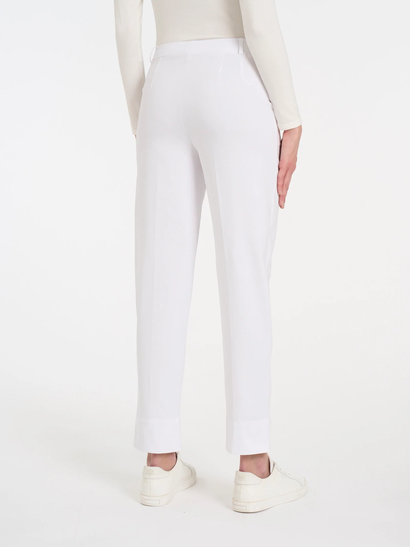 Pantalone a carota con tasche in Compact Light - Bianco - Image 4