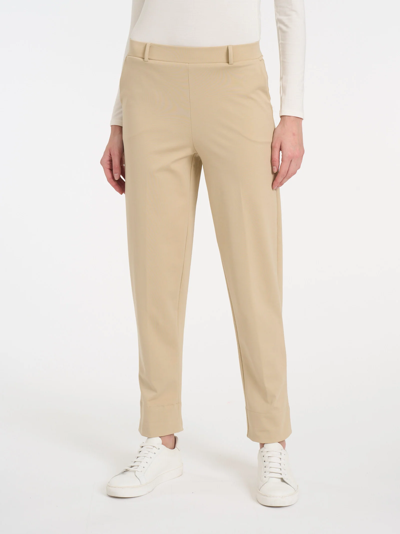 Pantalone a carota con tasche in Compact Light - Irish Cream - Image 2