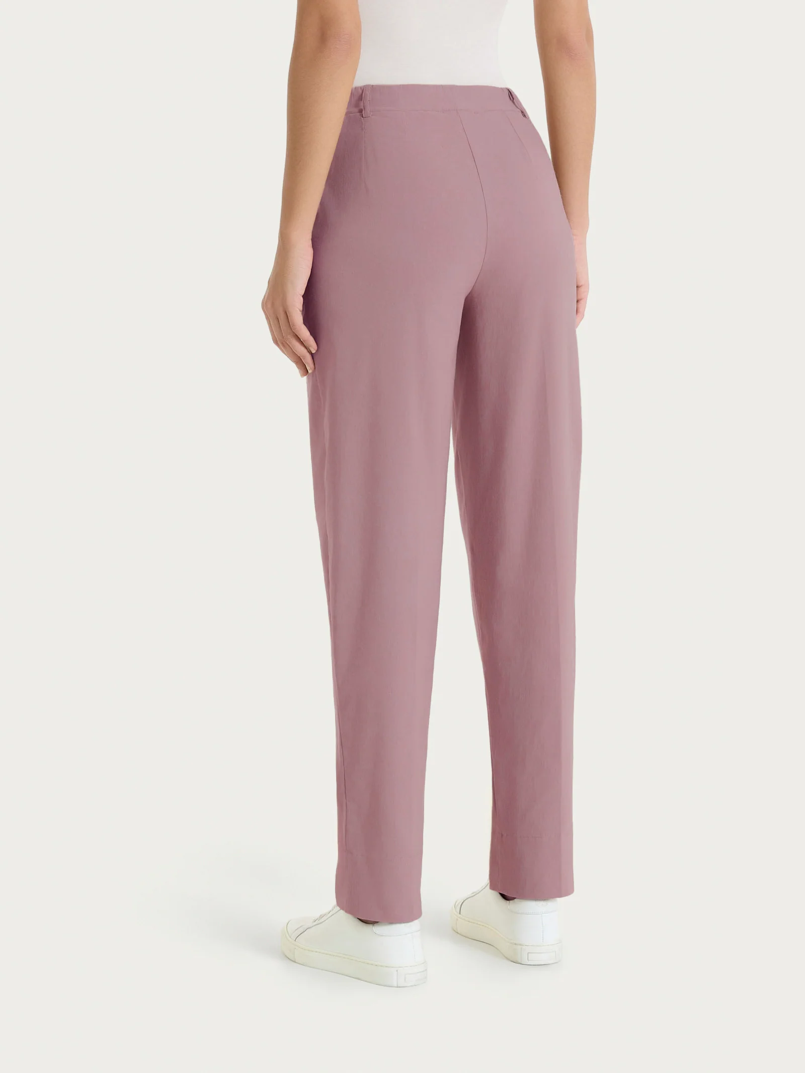 Pantalone a carota con tasche in Linen Super Fresh - Twilight Mauve - Image 3