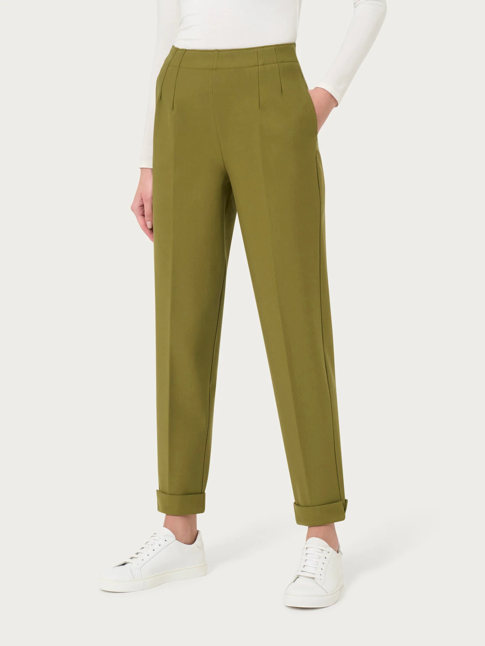 Pantalone a carota con tasche in tessuto Compact - Sphagnum