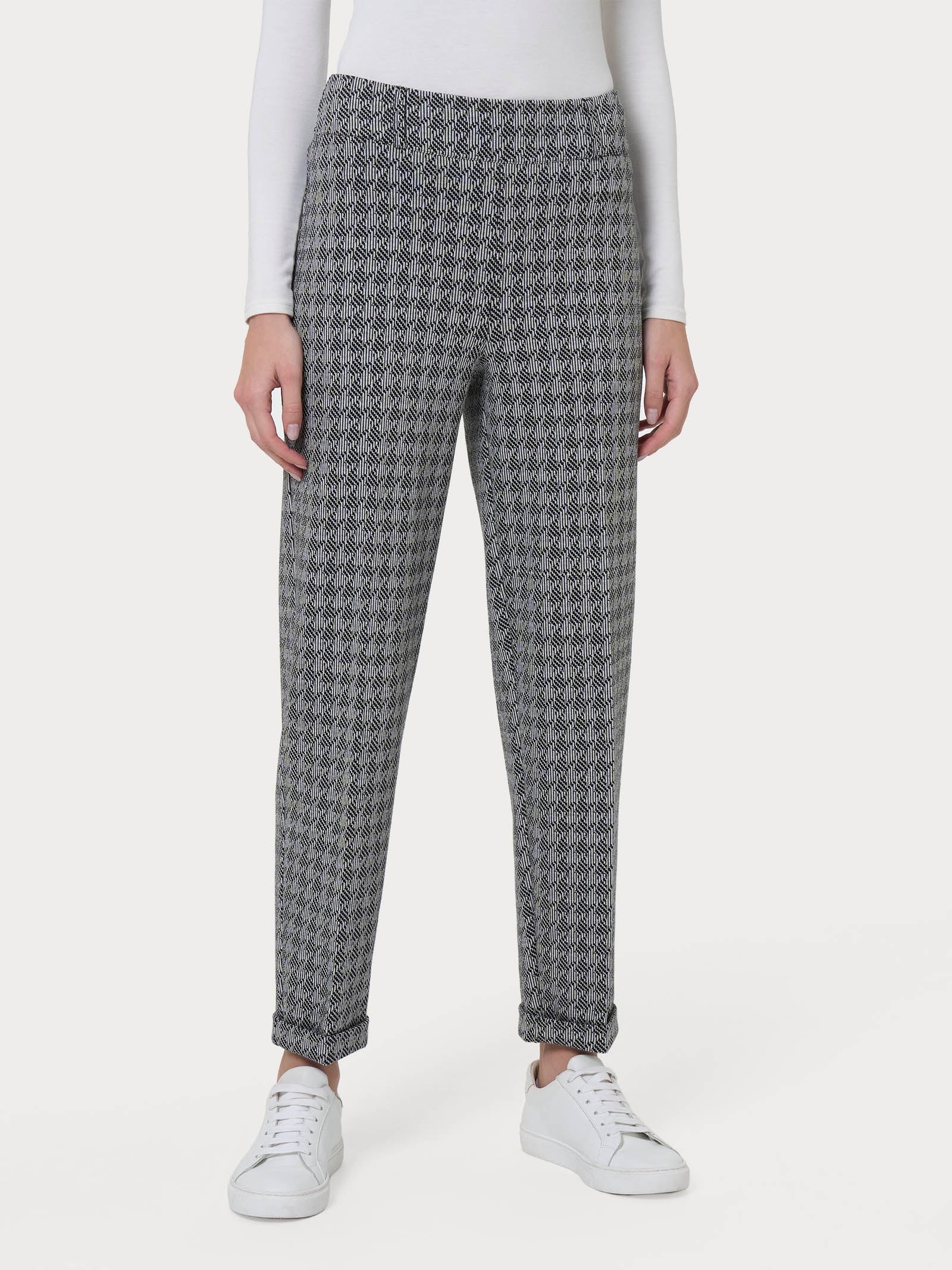 Pantalone a carota in tessuto Eco Jacquard - Fant.Nero