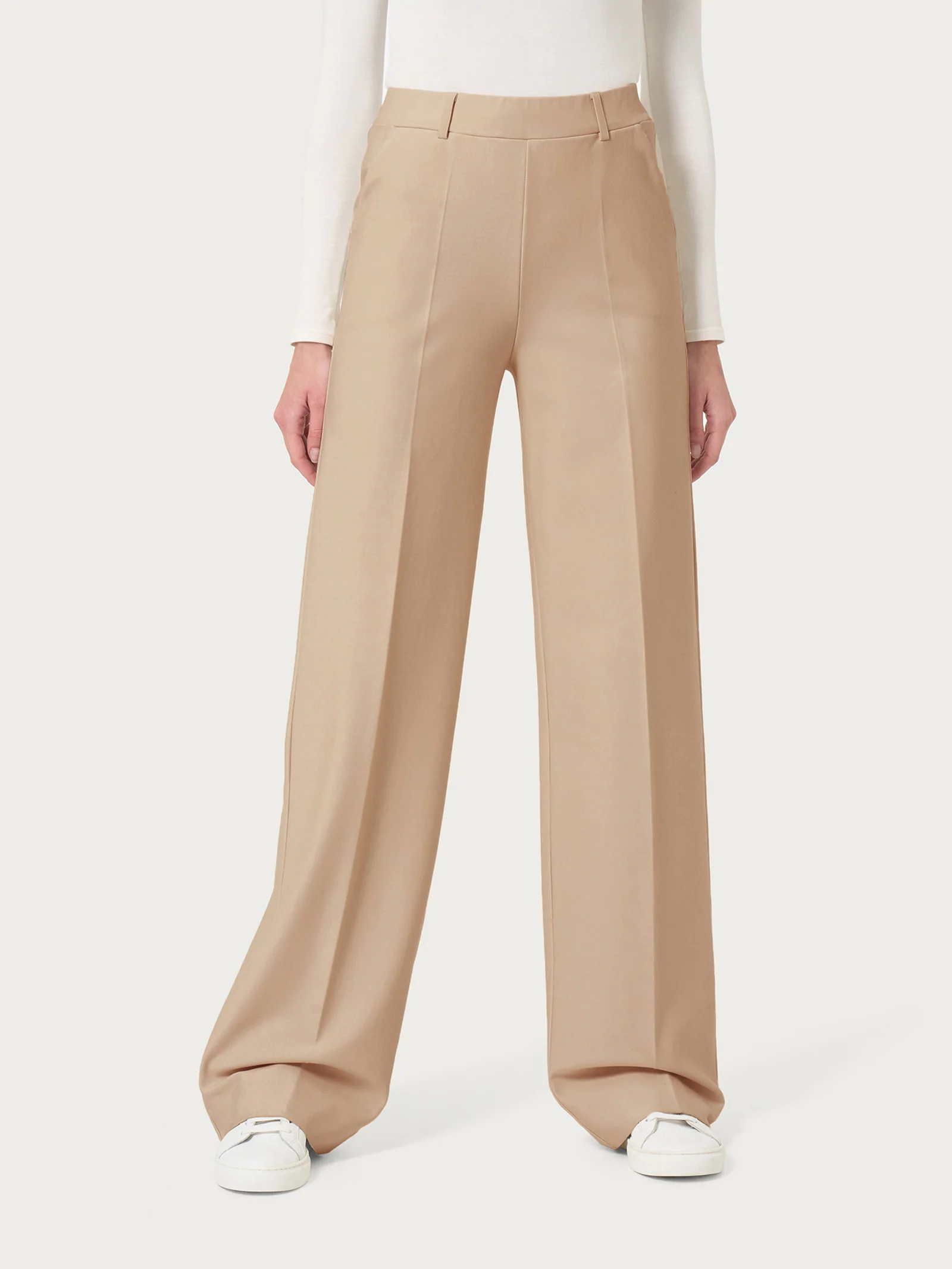 Pantalone a palazzo con tasche in Compact - Irish Cream