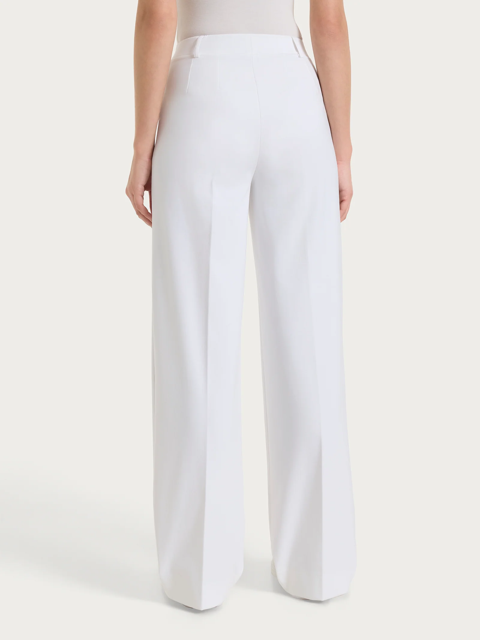 Pantalone a palazzo con tasche in Compact Light - Bianco - Image 2
