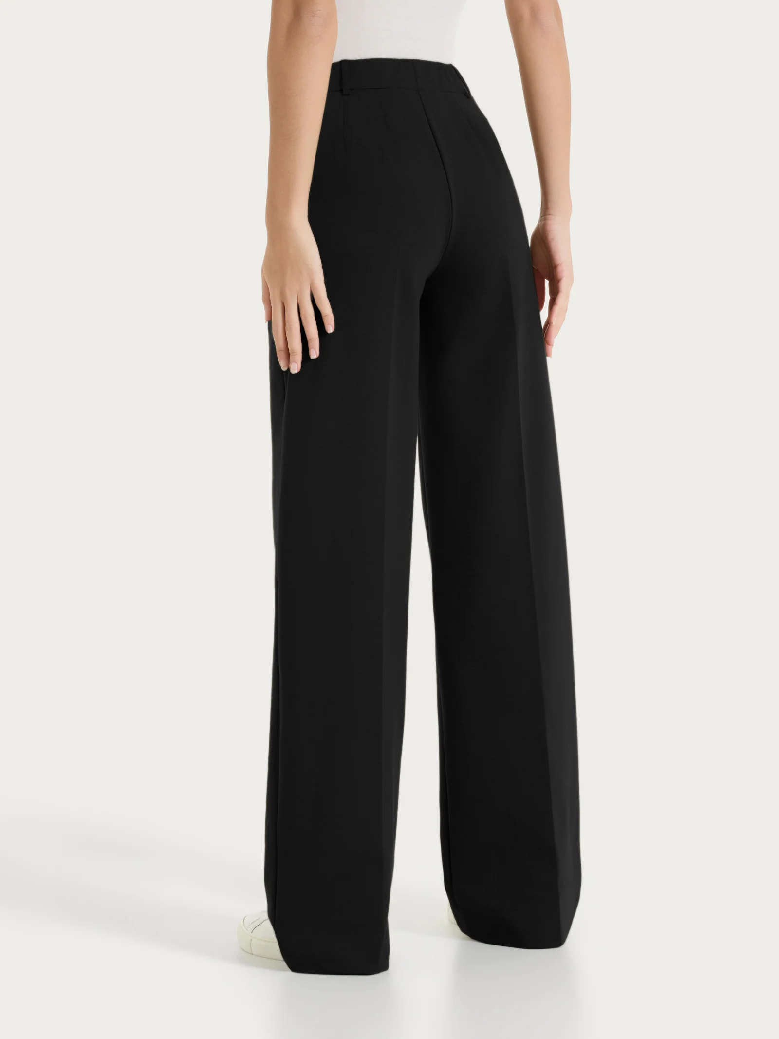 Pantalone a palazzo con tasche in Compact Light - Nero - Image 2