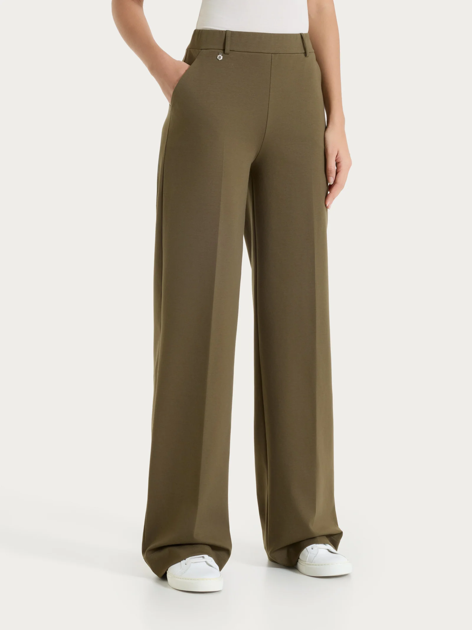 Pantalone a palazzo con tasche in Compact Light - Dark Olive
