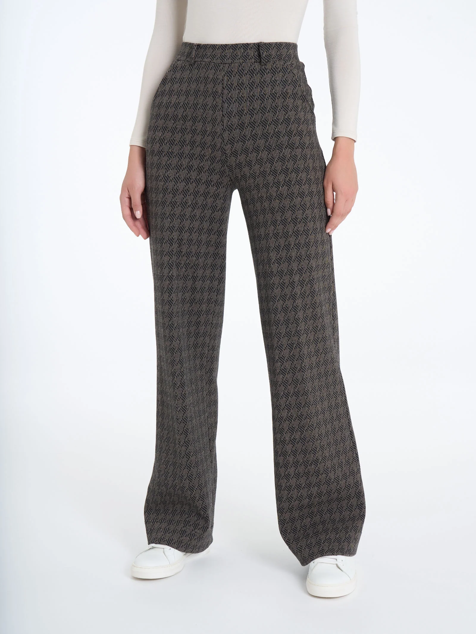 Pantalone a palazzo con tasche in tessuto Eco Jacquard - FANT.PINE BARK