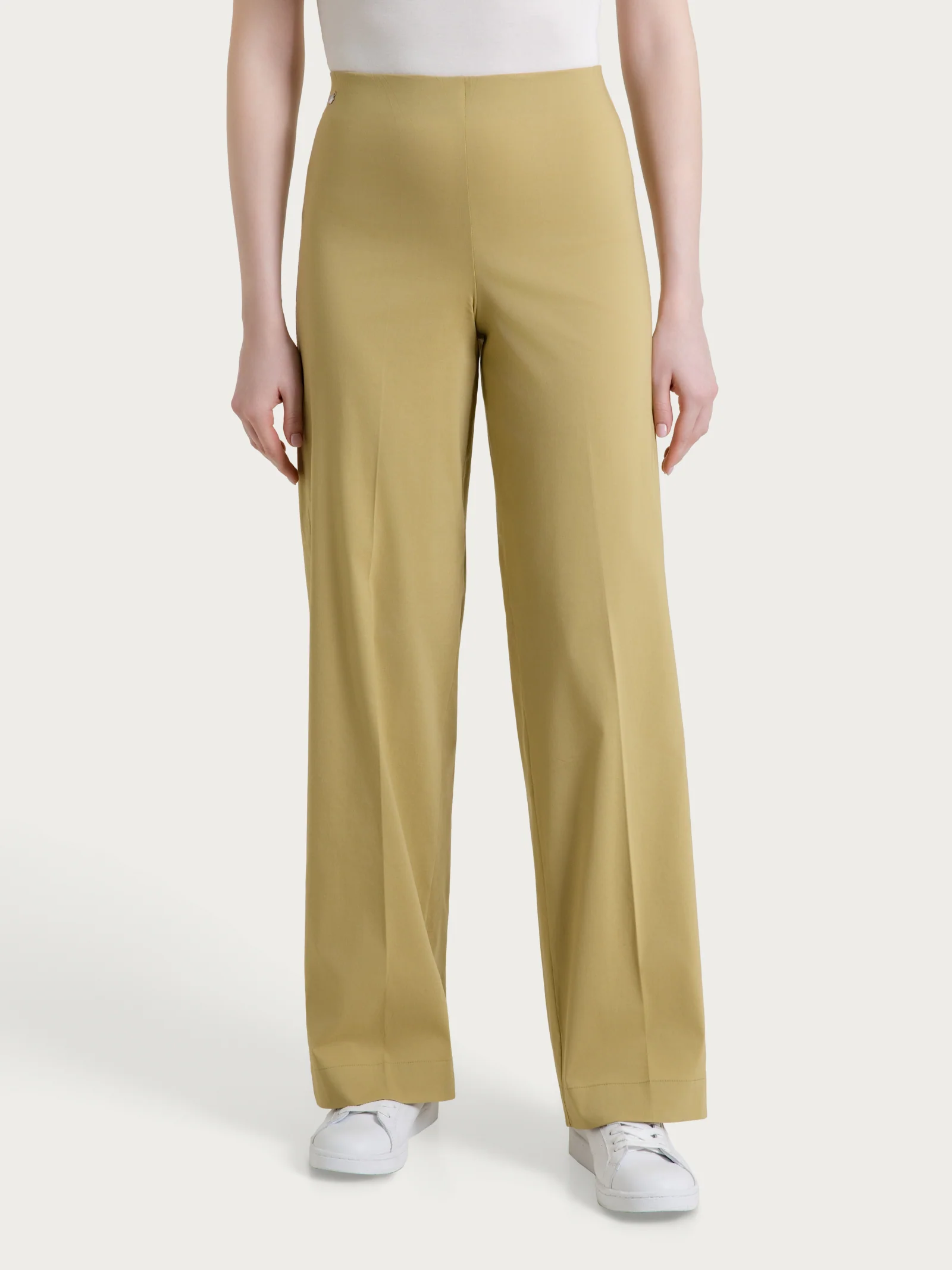 Pantalone a palazzo leggero in Super Fresh - Khaki