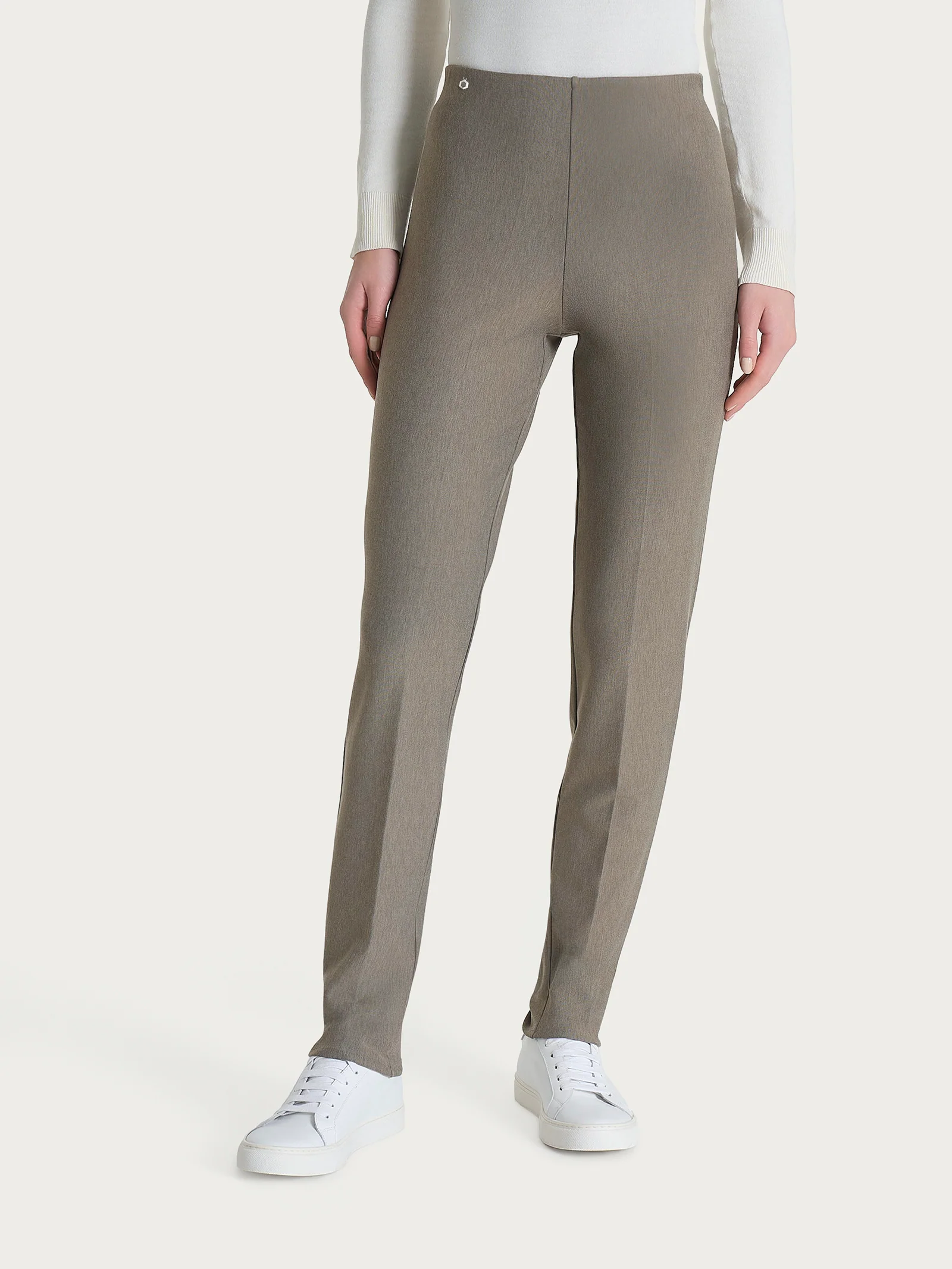 Pantalone a sigaretta con risvolto in Compact - Glace' Mel.