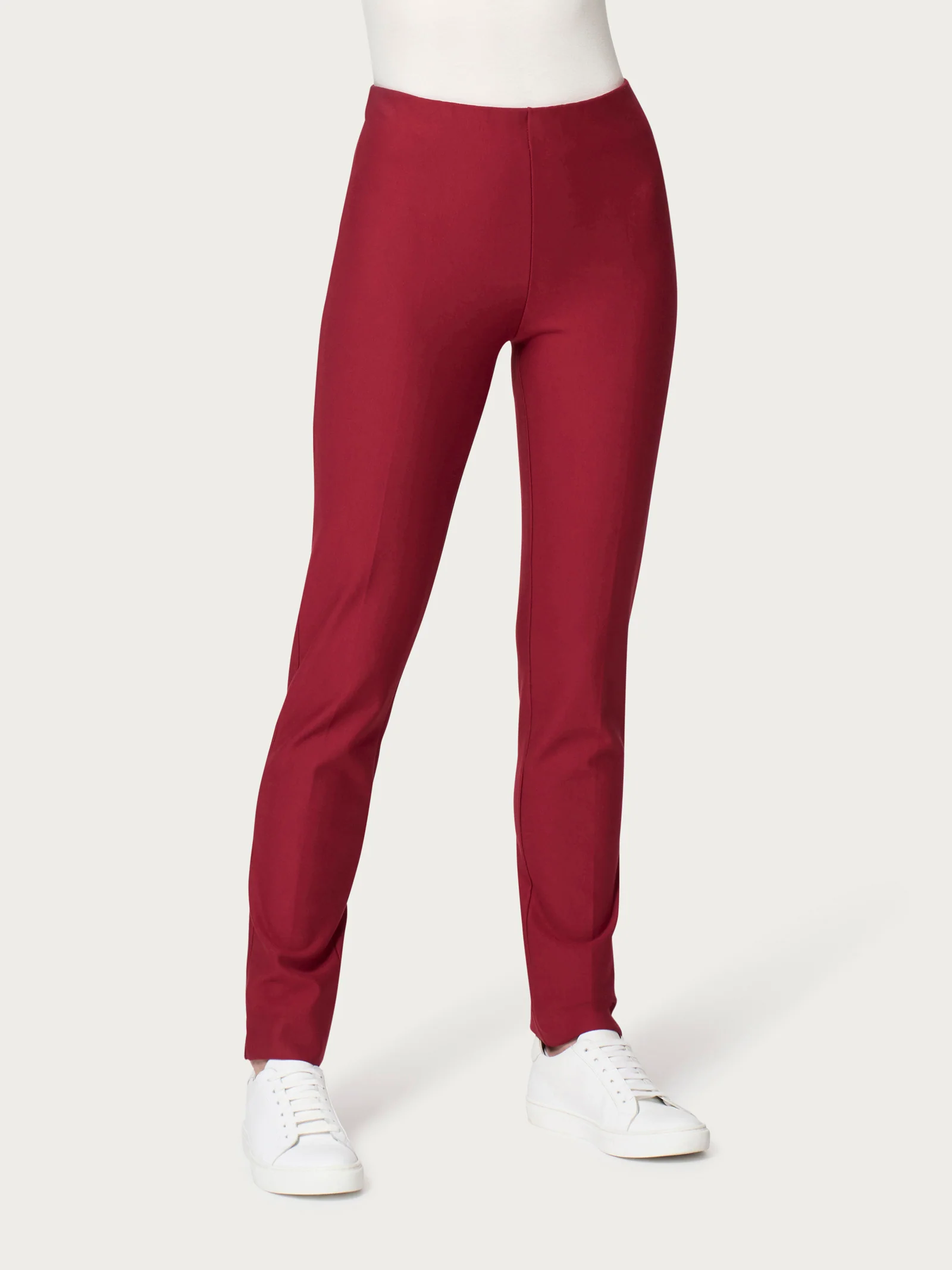 Pantalone a sigaretta con spacchetti in Compact - Tibetan Red