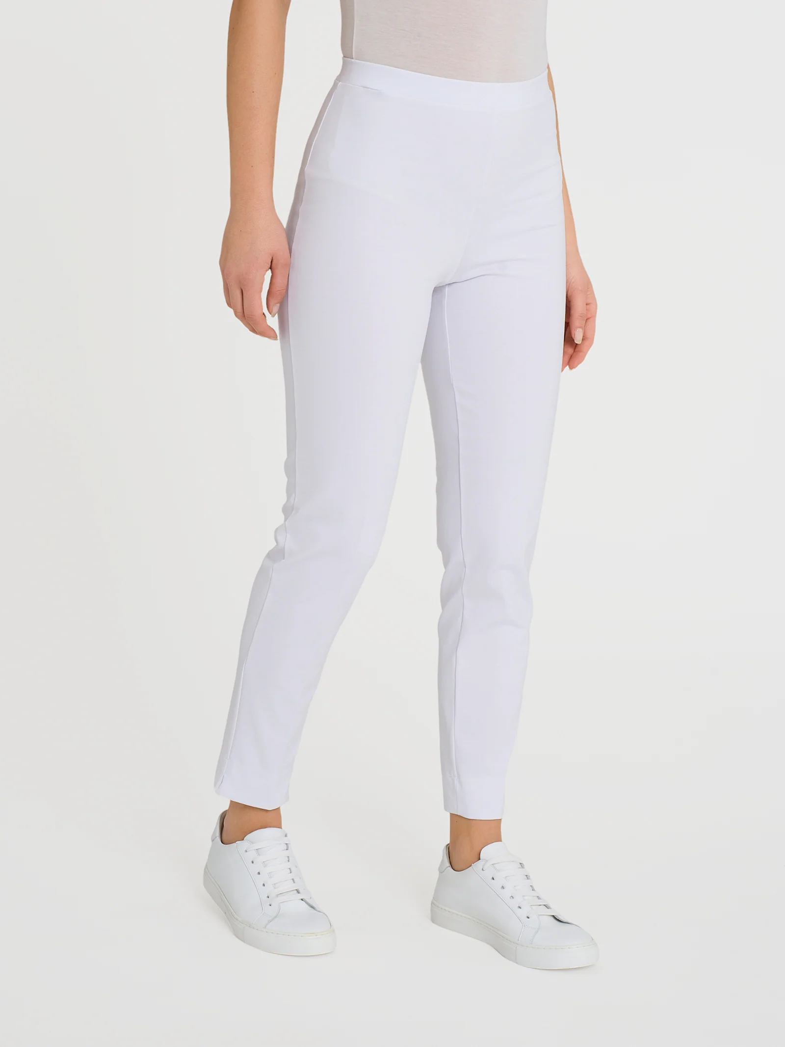 Pantalone a sigaretta con spacchetti in Compact Light - Bianco
