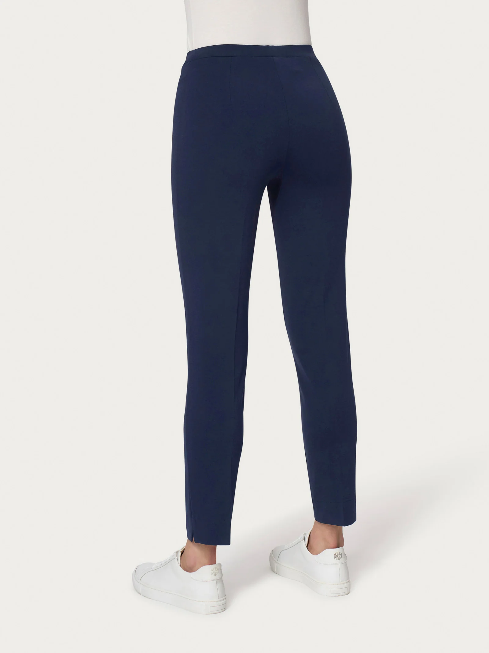 Pantalone a sigaretta con spacchetti in Compact Light - Bleu - Image 2