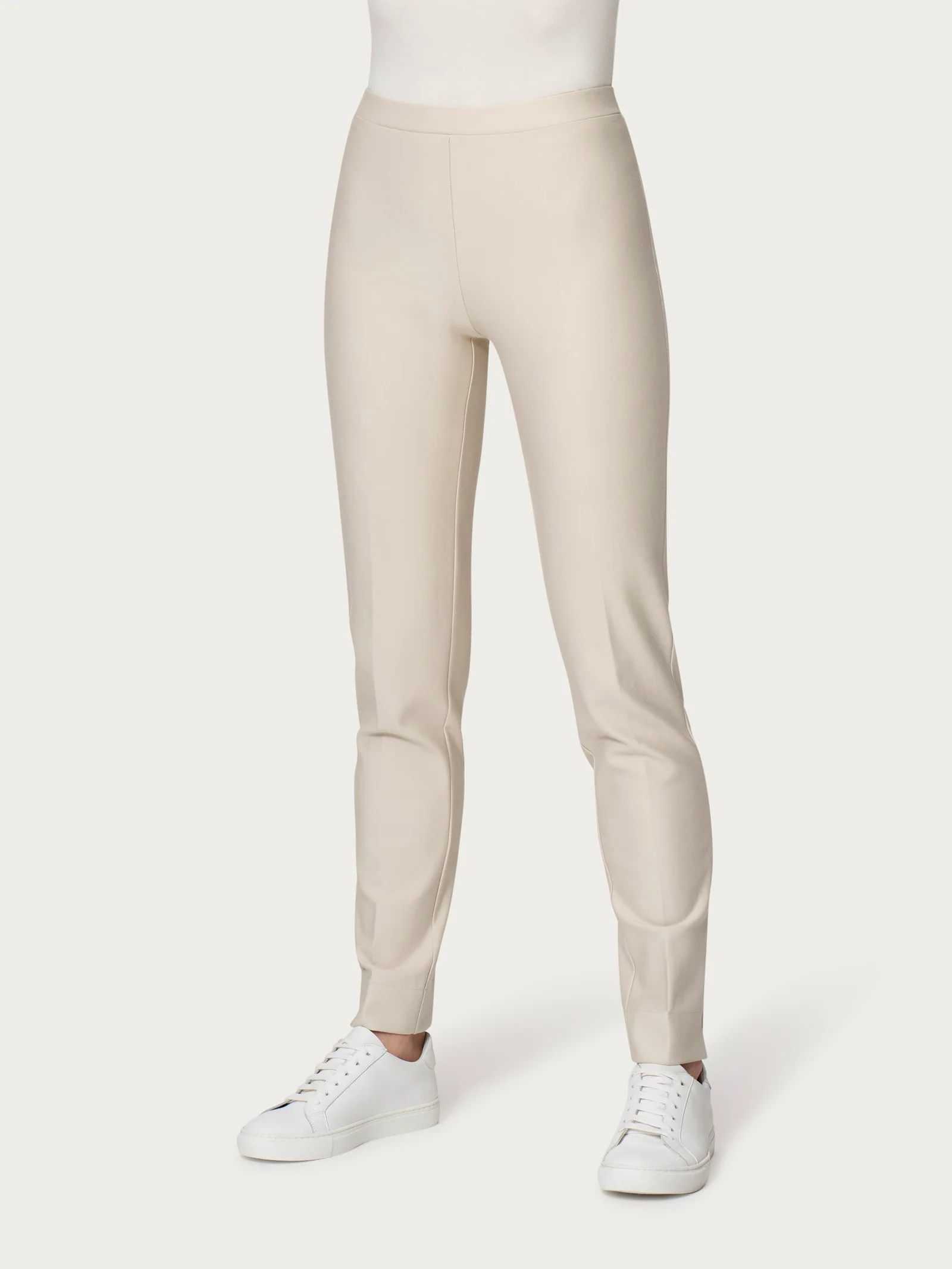 Pantalone a sigaretta con spacchetti in Compact Light - Champignon