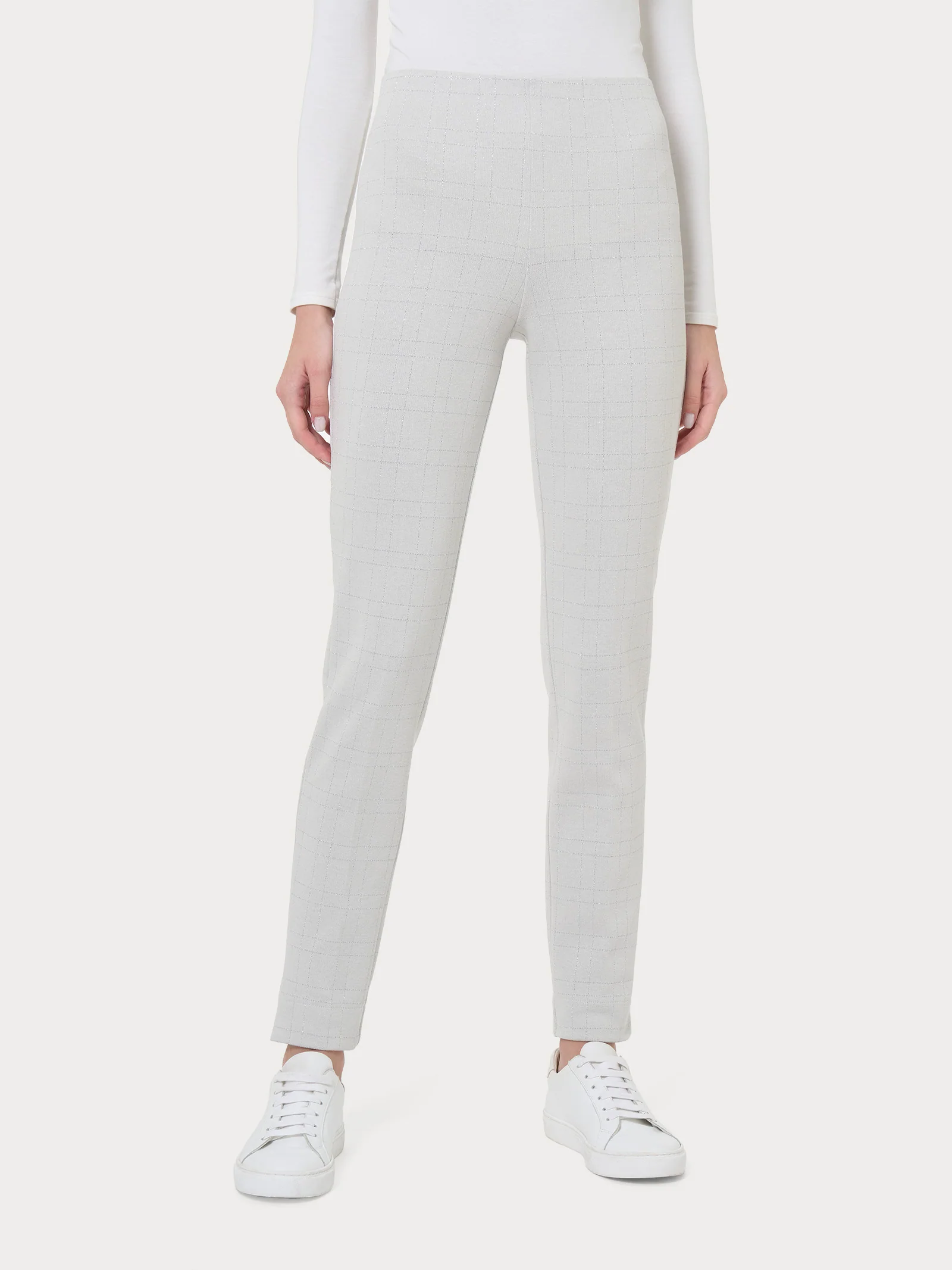 Pantalone a sigaretta con spacchetti in tessuto Eco Jacquard - Fant.Champignon