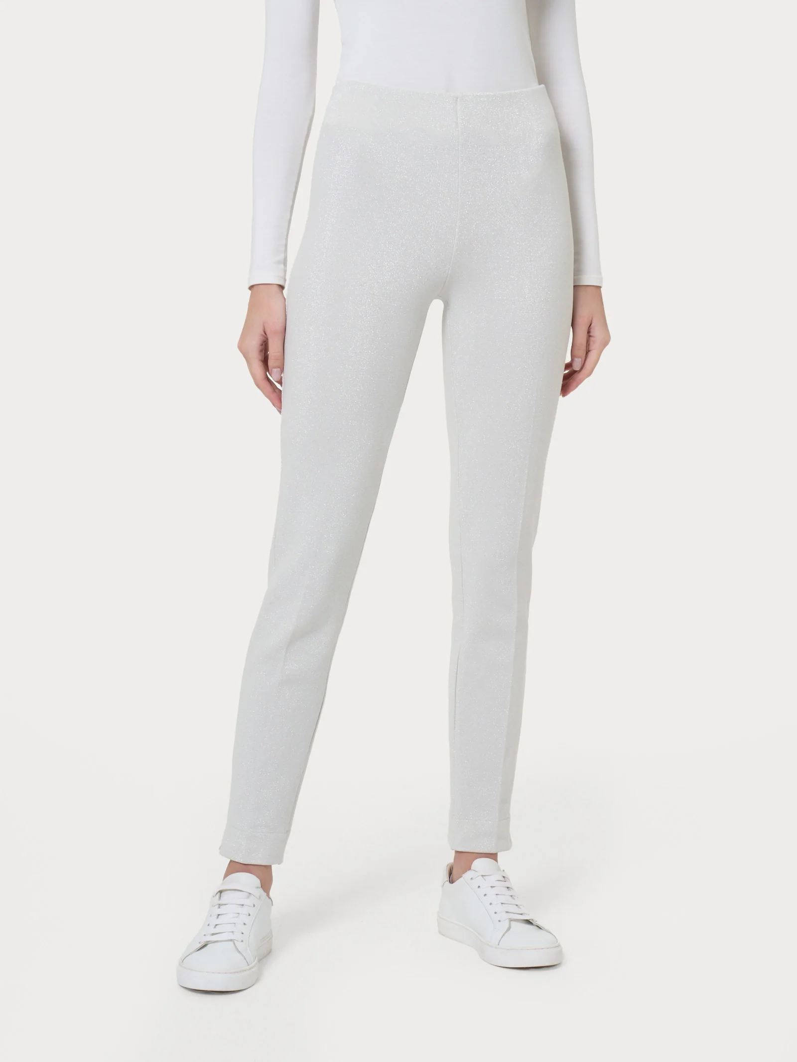 Pantalone a sigaretta con spacchetti in tessuto Eco Jacquard - Fant.Champignon