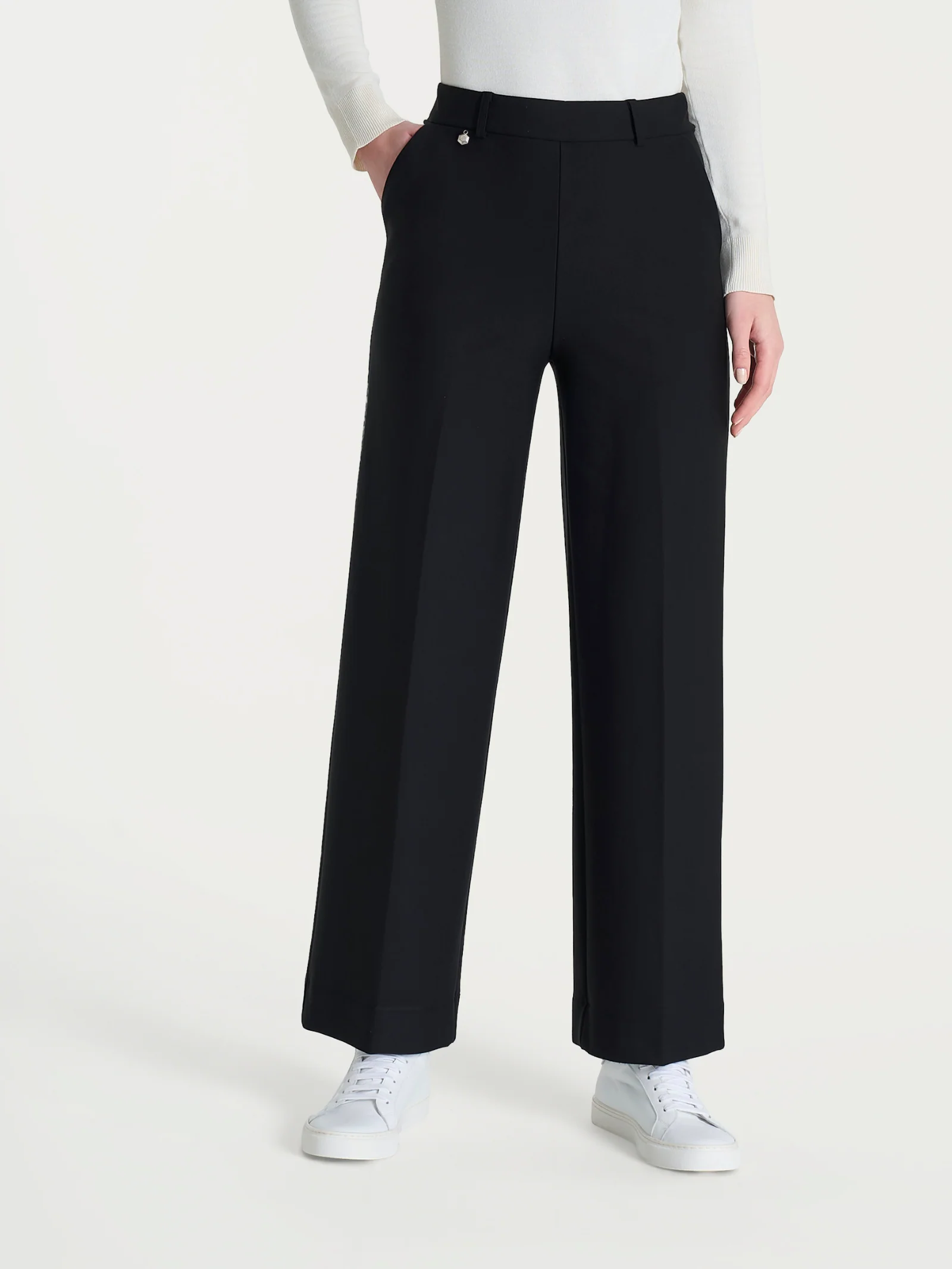 Pantalone ampio alla caviglia in Compact - Nero