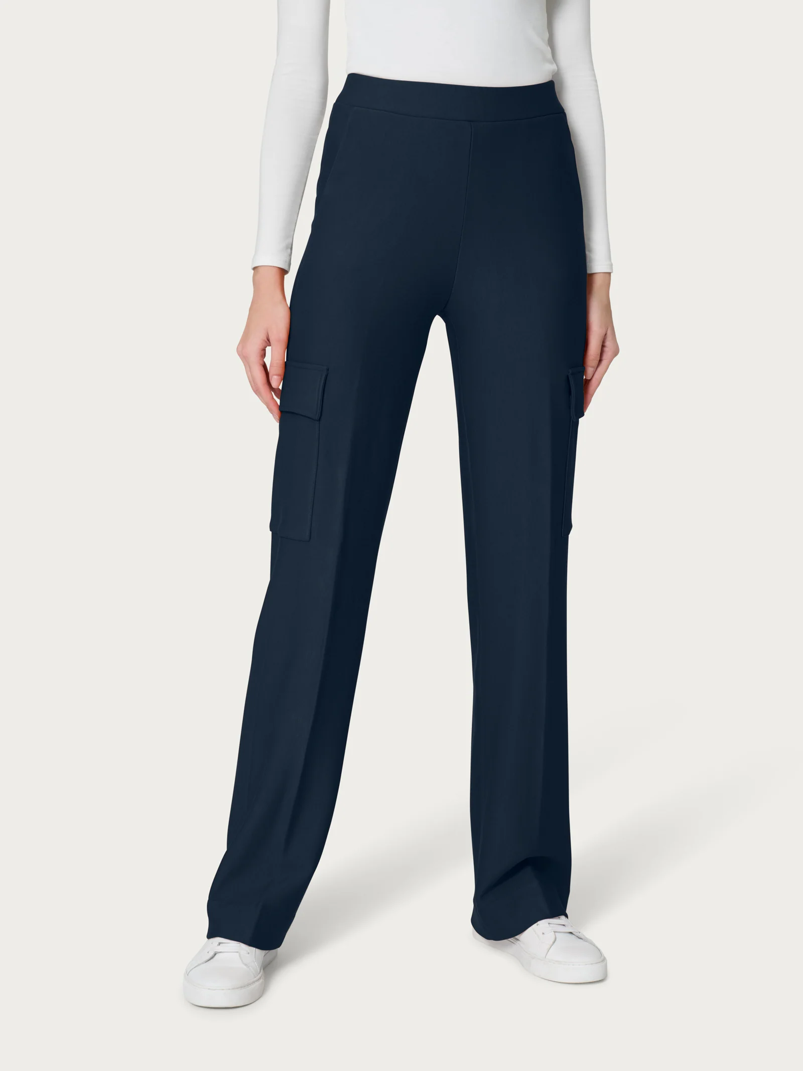 Pantalone ampio cargo con tasche in Eco Techno Fleece - Bleu