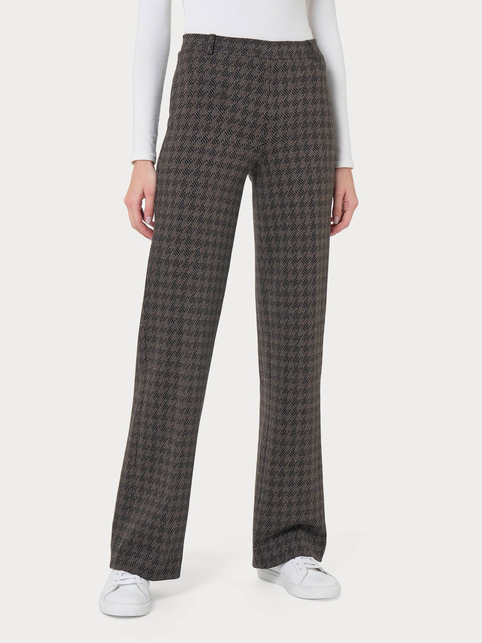 Pantalone ampio con pied de poule in Eco Jacquard - Fant. Pine Bark