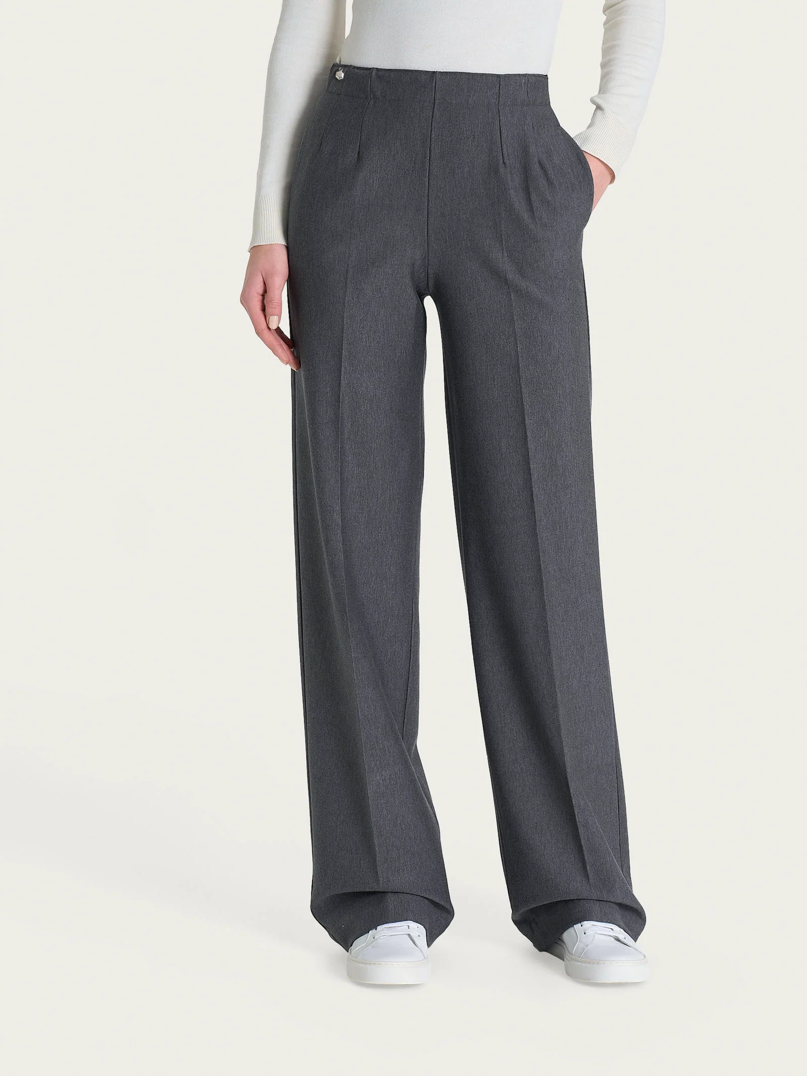 Pantalone ampio con tasche in Compact - Ardesia Mel.