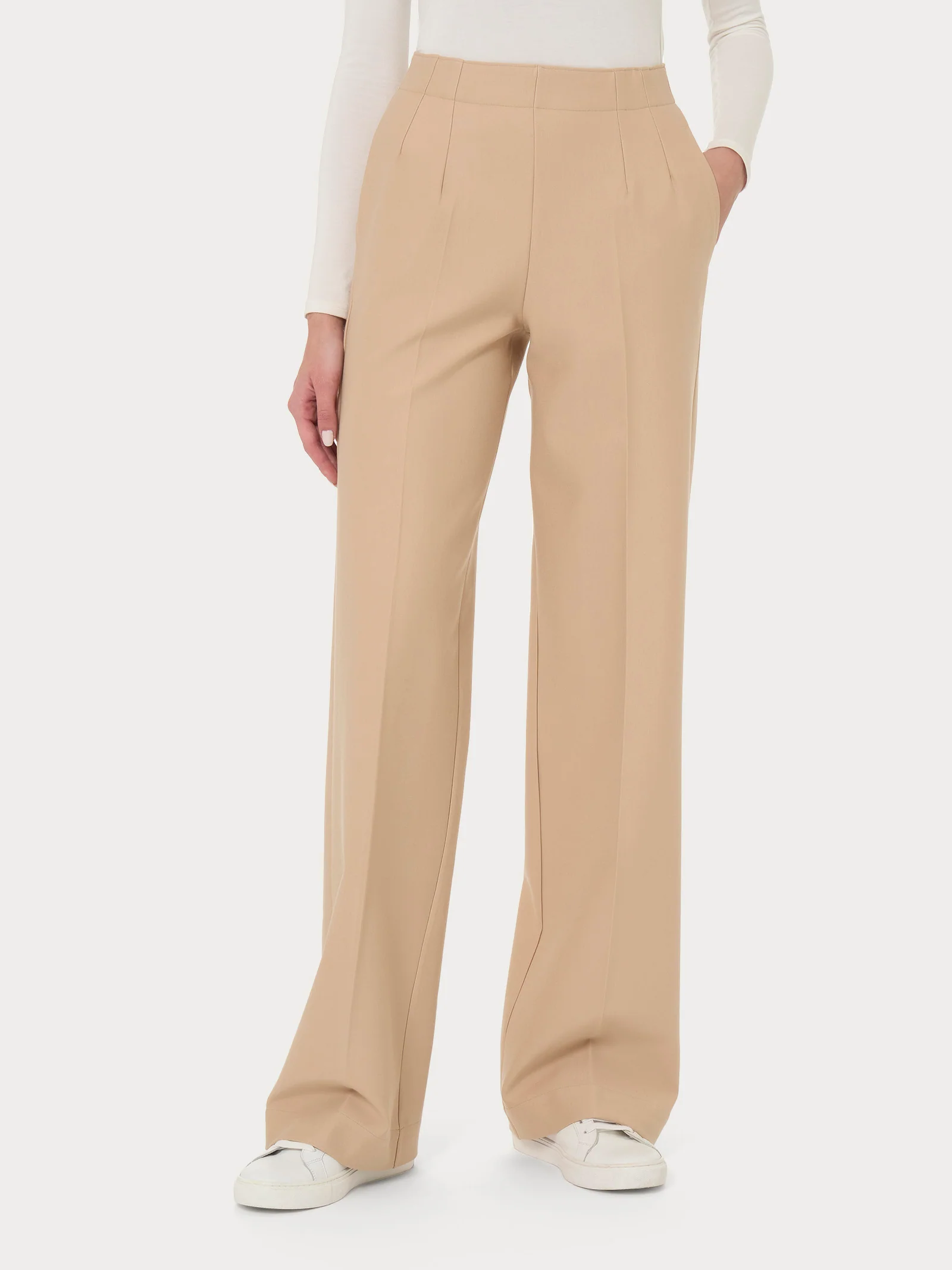 Pantalone ampio con tasche in Compact - Irish Cream