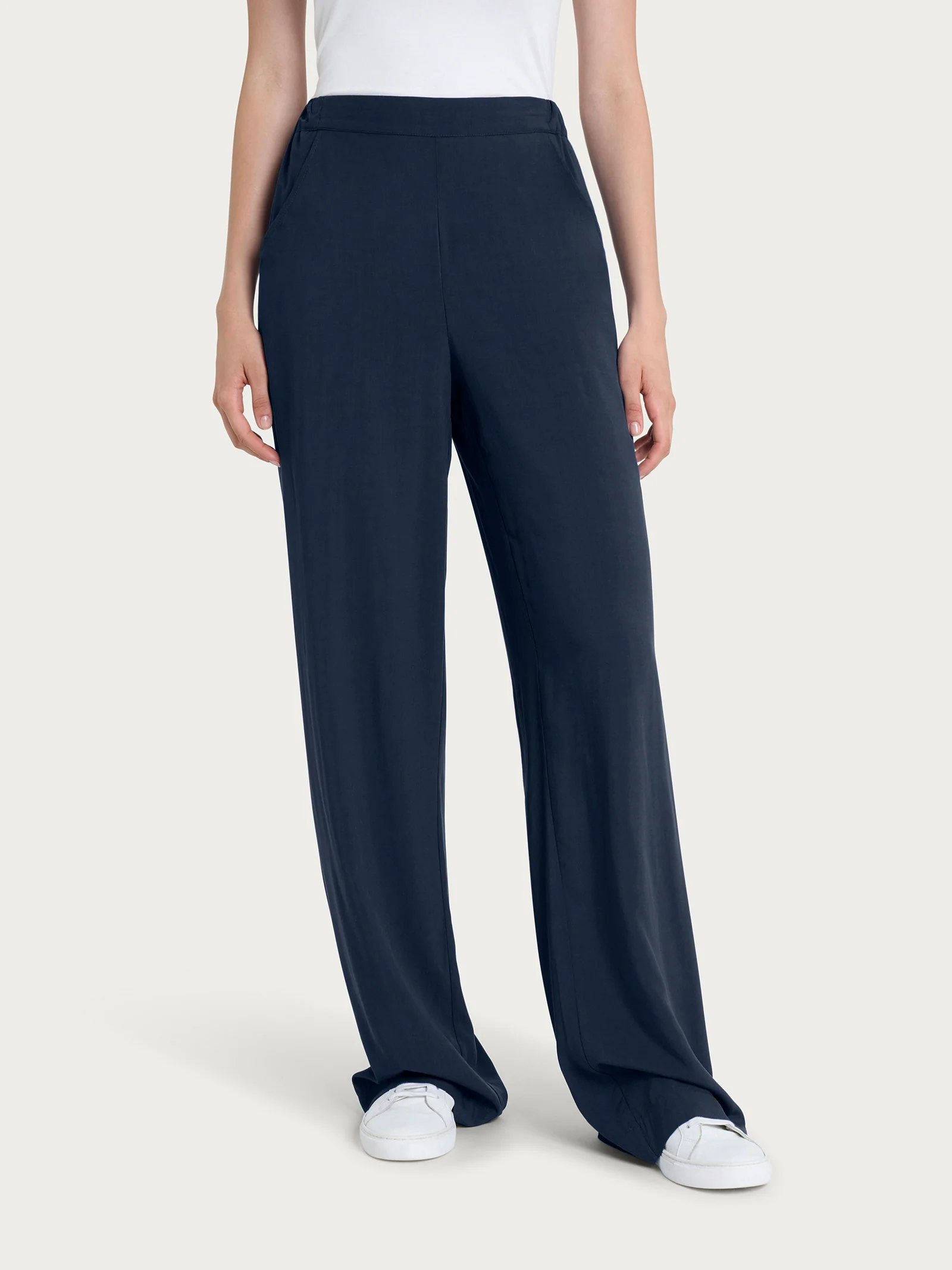 Pantalone ampio con tasche in Ecoseta - Bleu