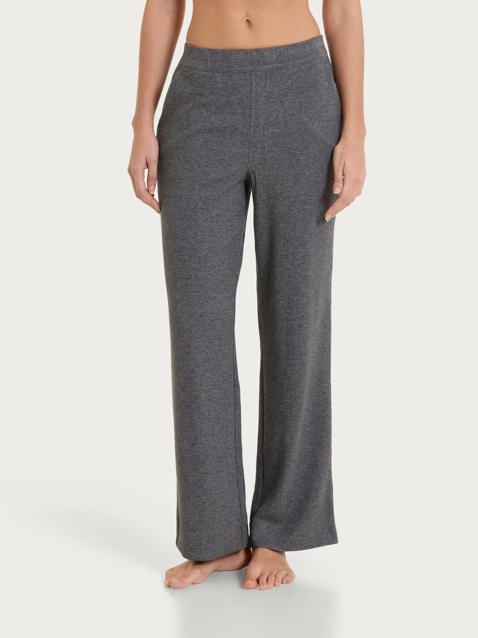 Pantalone ampio con tasche in Flannel Compact - Ardesia Mel.