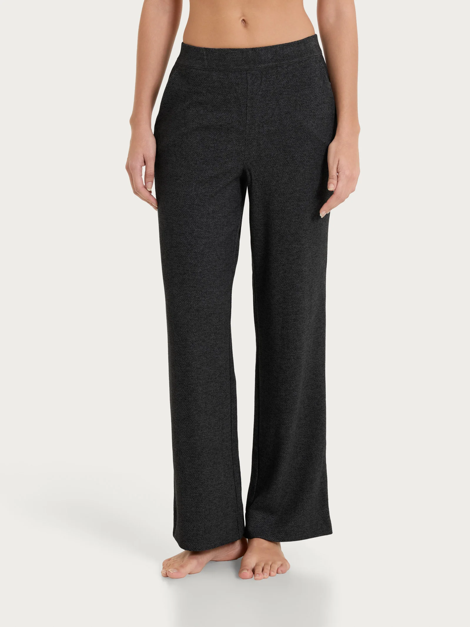 Pantalone ampio con tasche in Flannel Compact - Oscuro Mel.