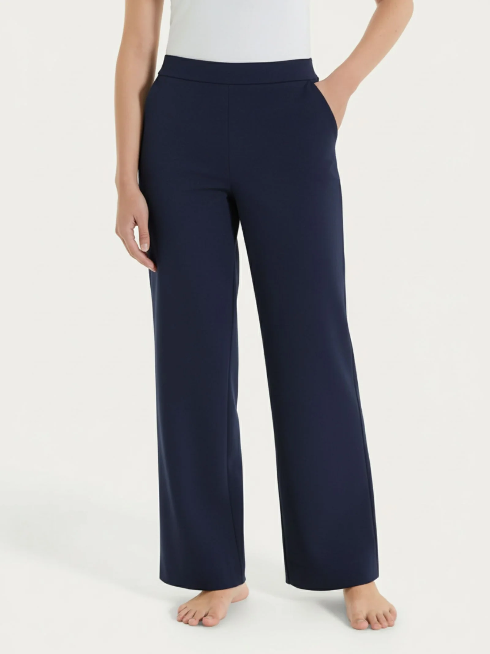 Pantalone ampio con tasche in Jersey di Cotone - Bleu