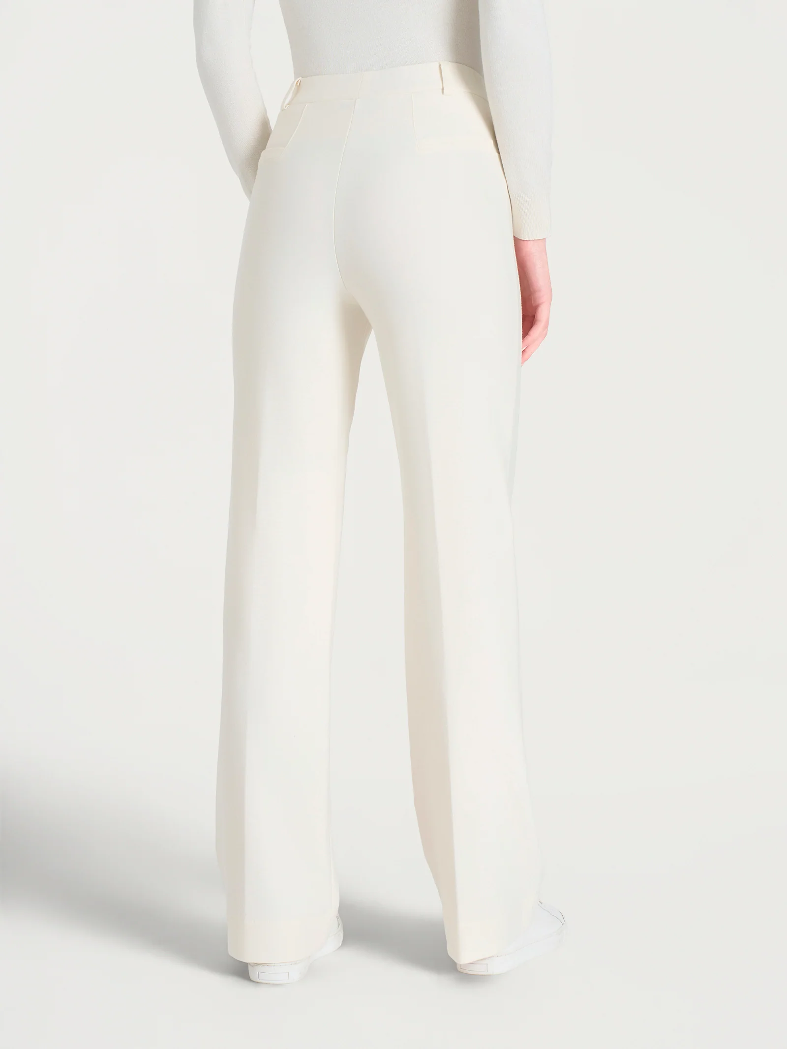 Pantalone ampio in Compact - Avorio - Image 2