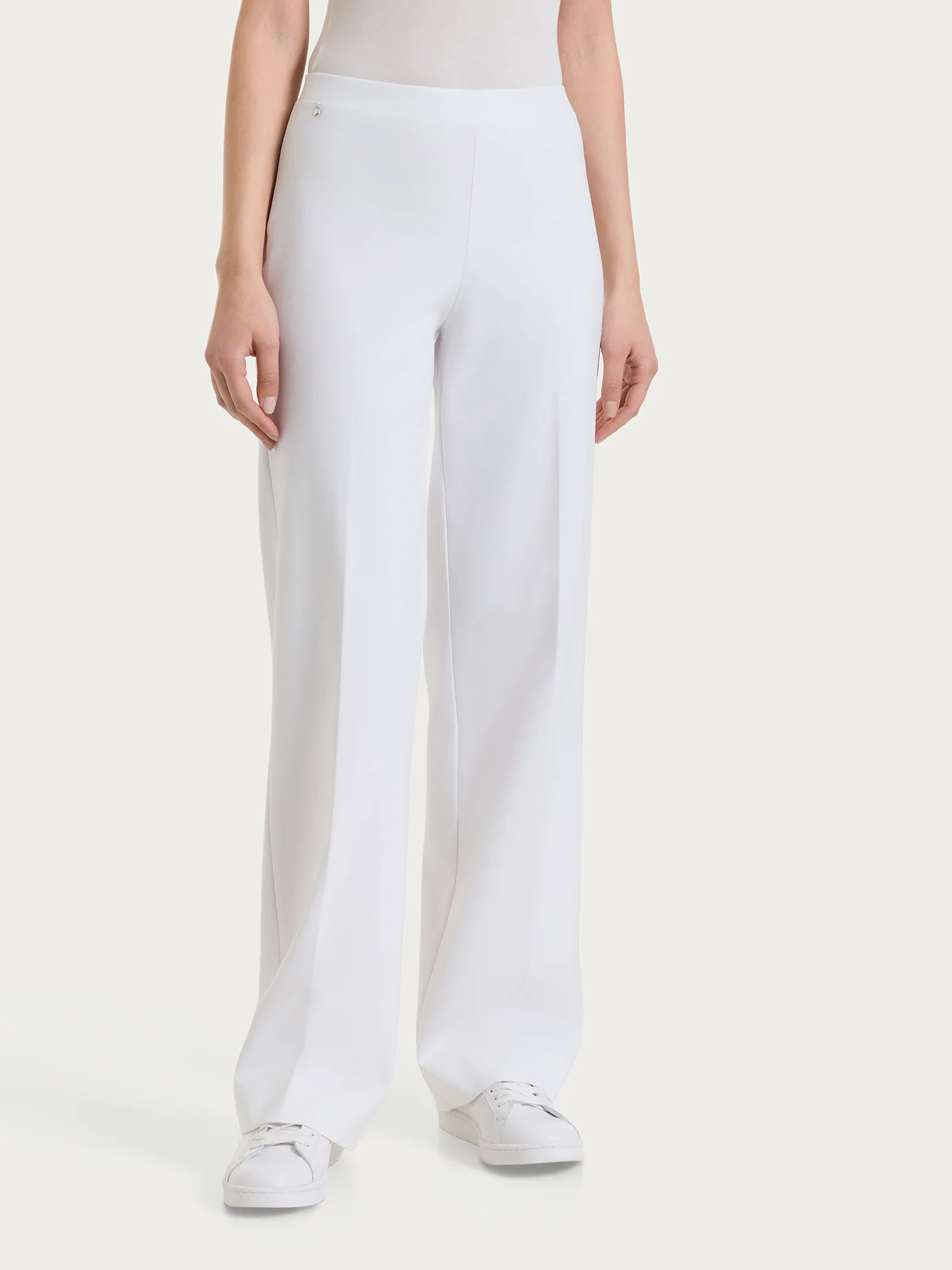 Pantalone ampio in Compact Light - Bianco