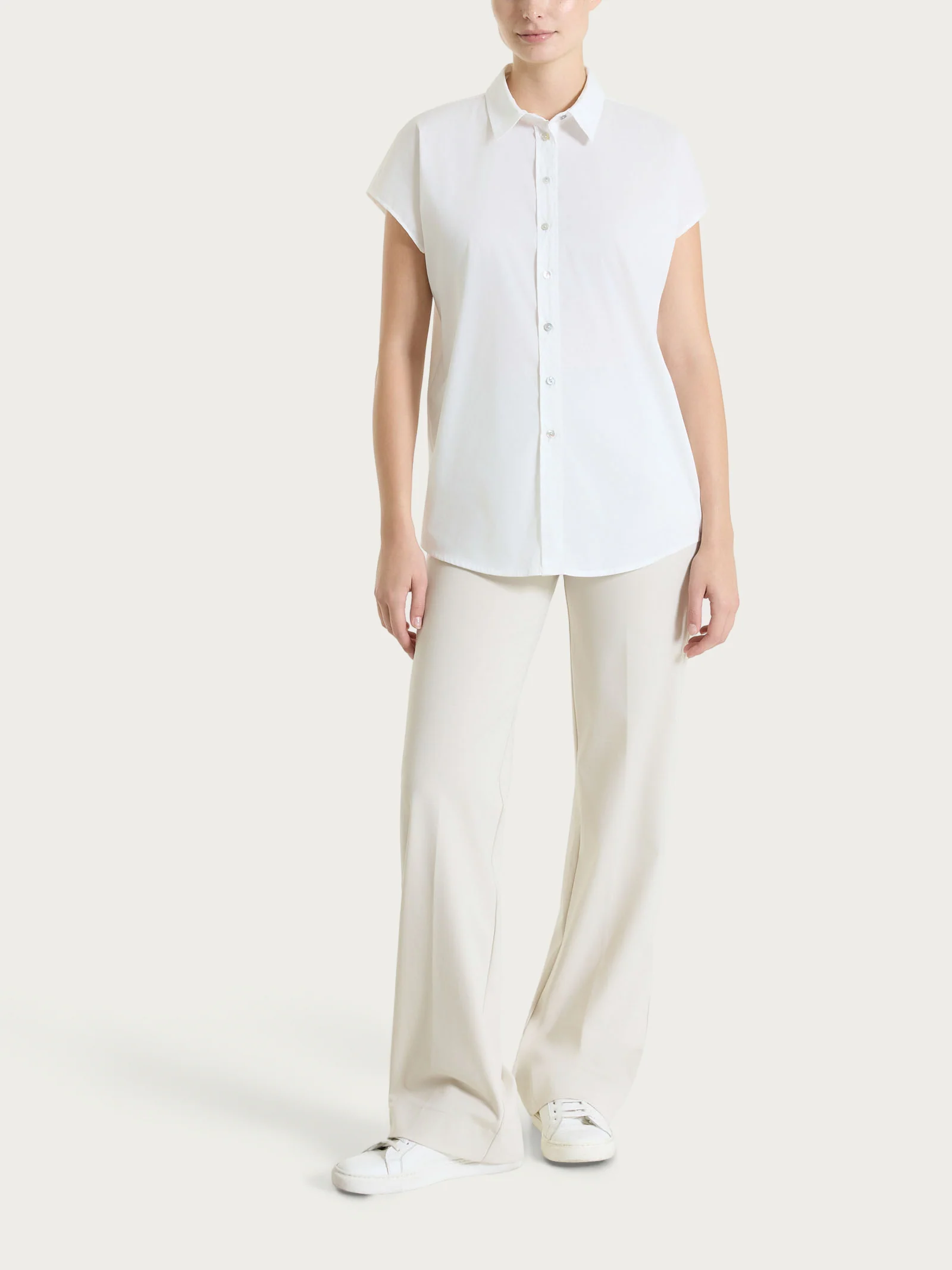 Pantalone ampio in Compact Light - Champignon - Image 6