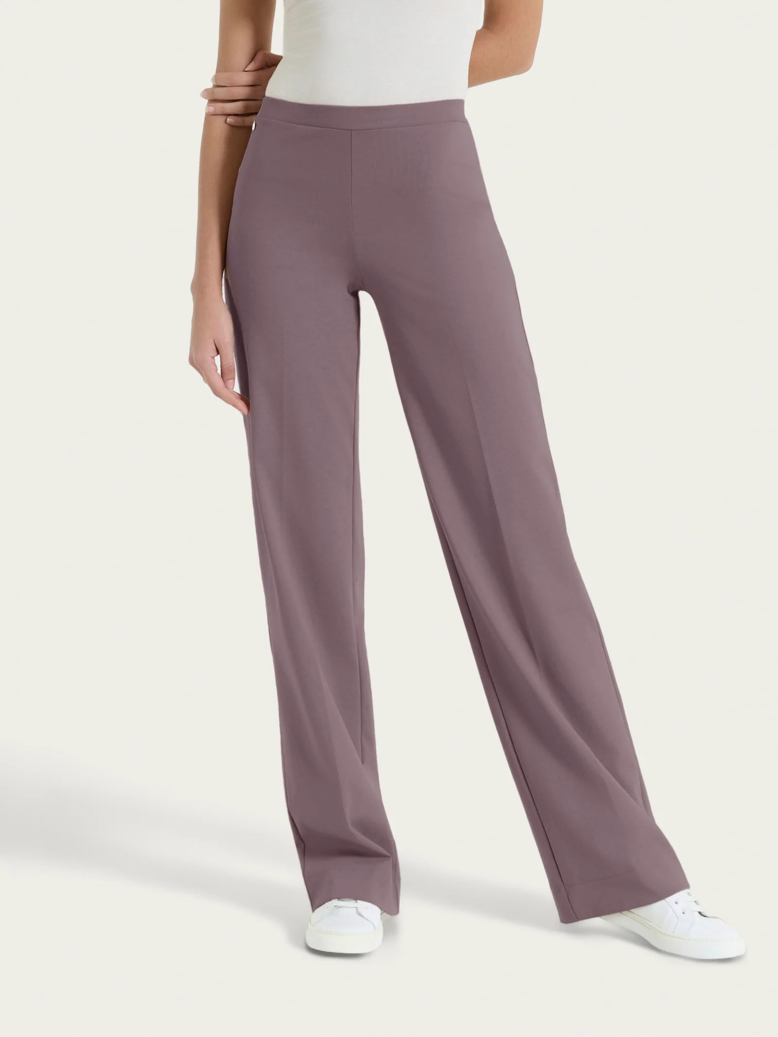 Pantalone ampio in Compact Light - Plum Truffle