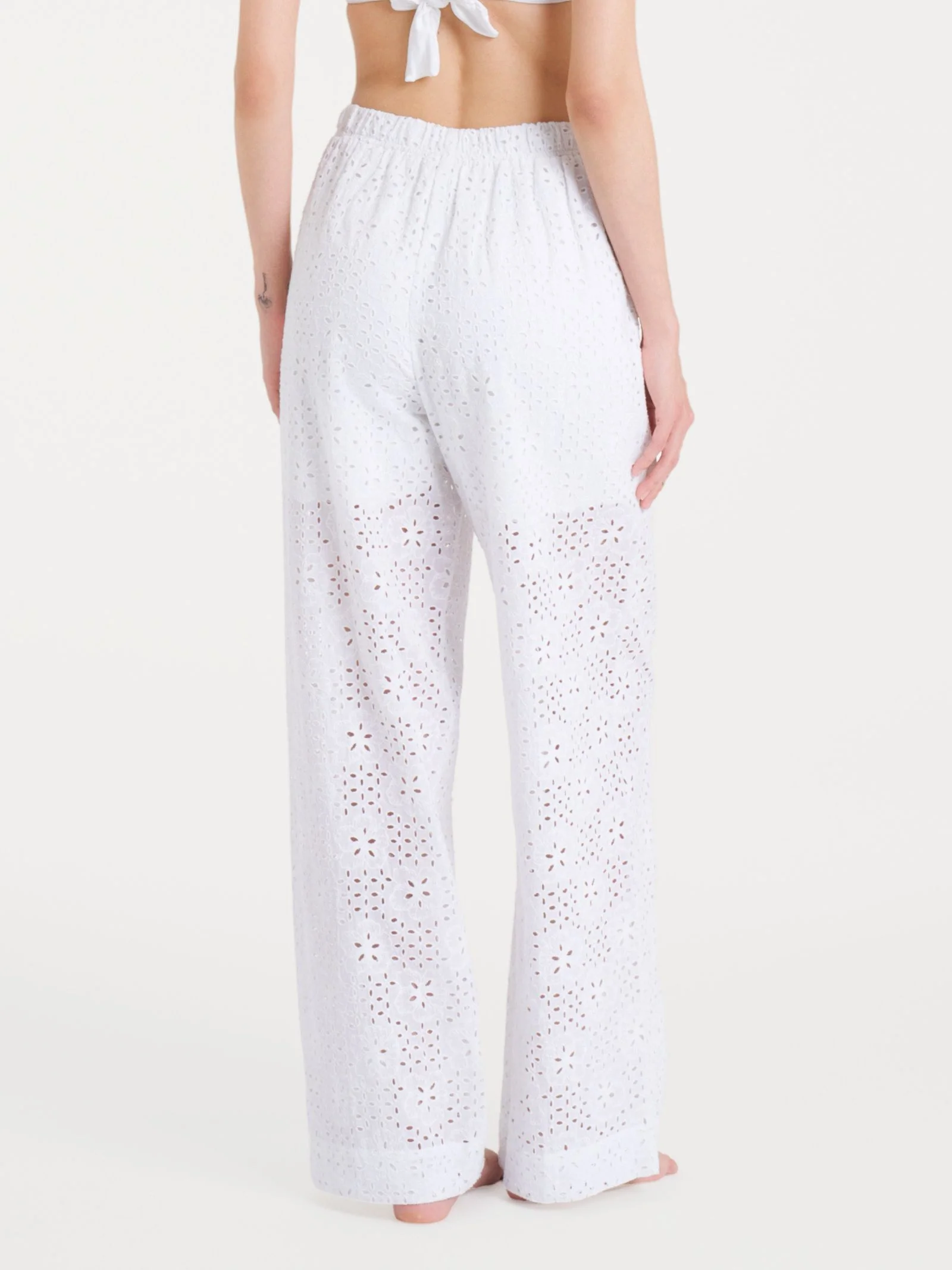 Pantalone ampio in Sangallo - Bianco - Image 2