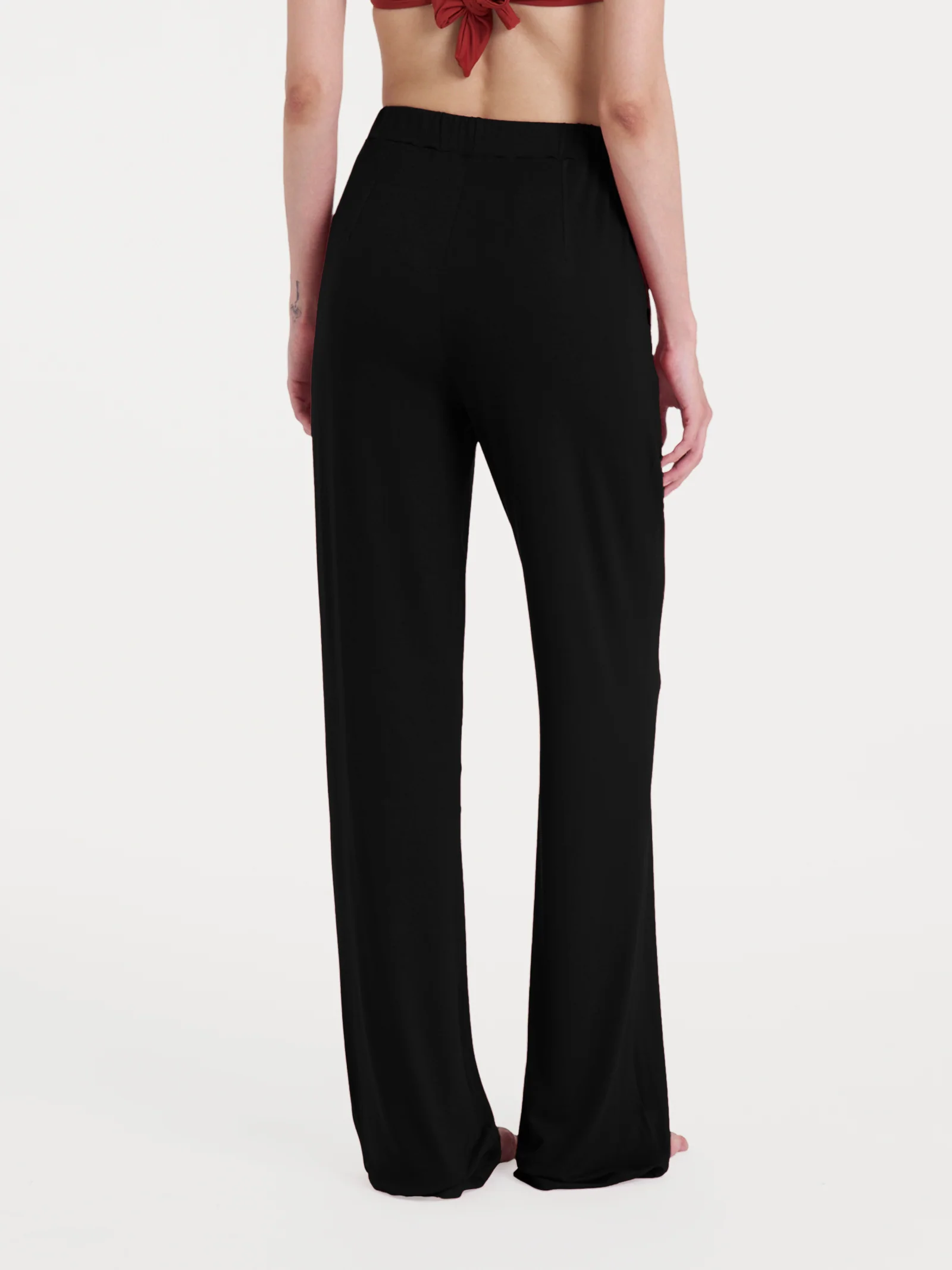 Pantalone ampio tinta unita in Viscosa Summer - Nero - Image 2