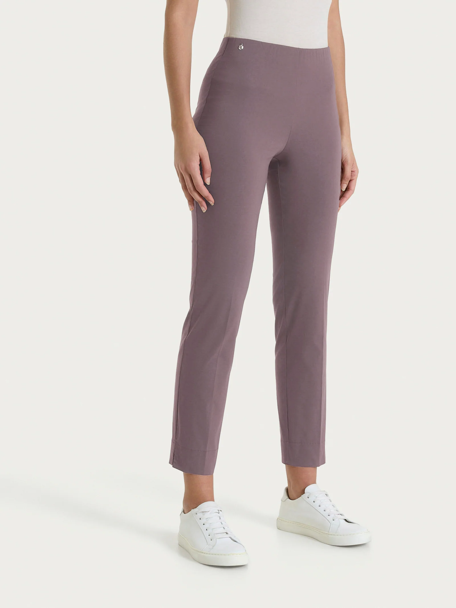 Pantalone capri con spacchetti in Super Fresh - Plum Truffle