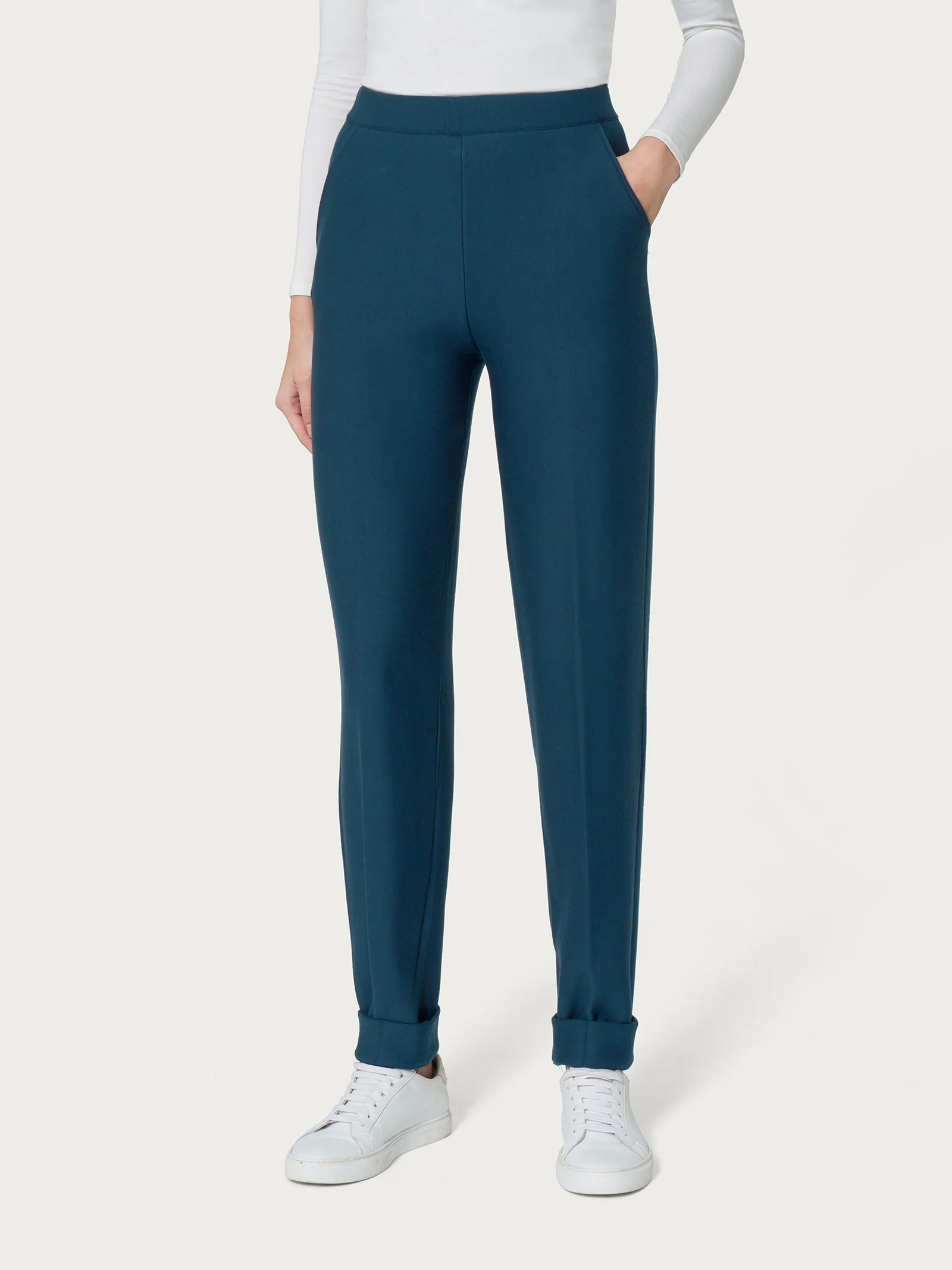 Pantalone chino con tasche in Eco Techno Fleece - Reflecting Pond