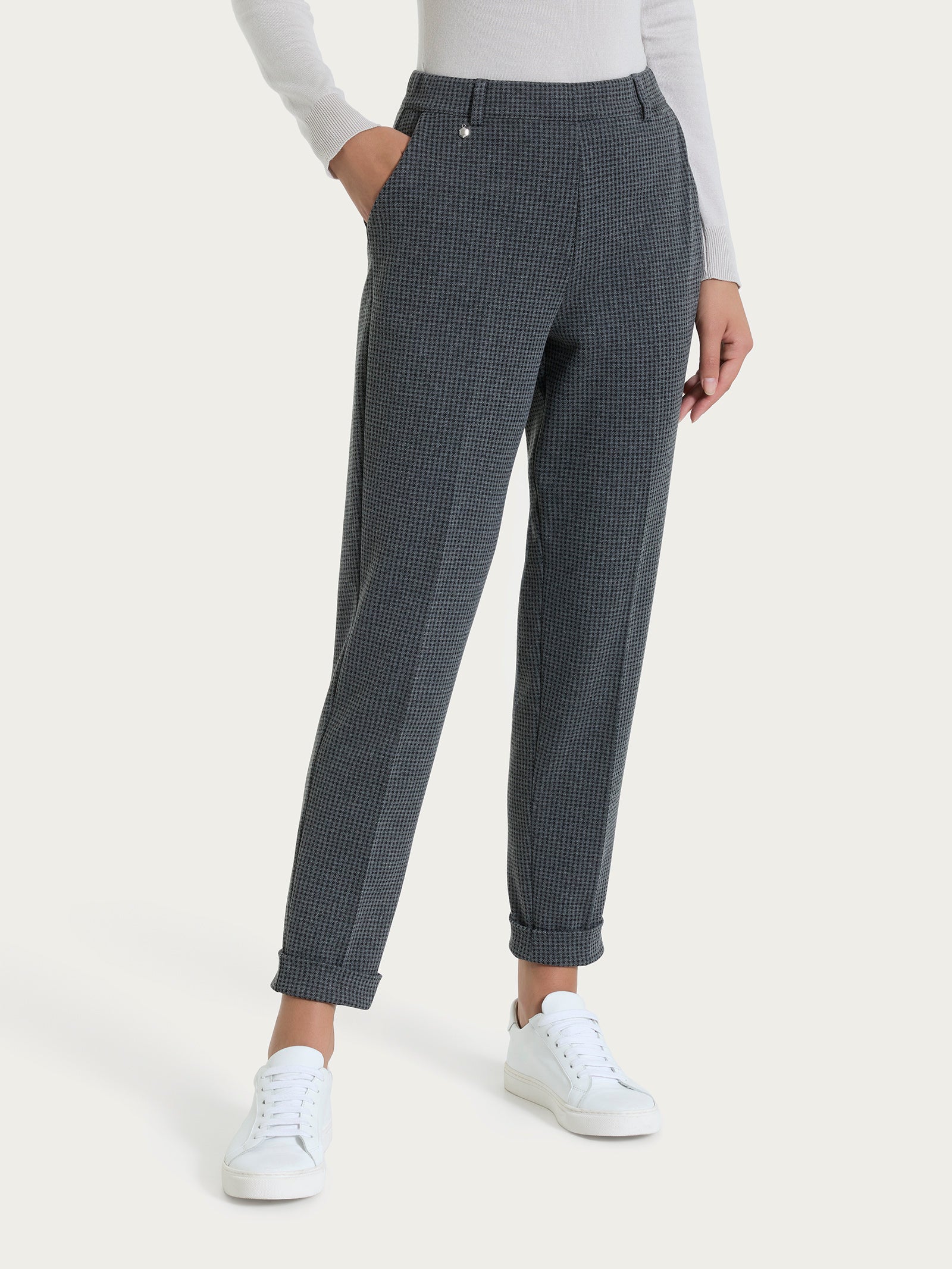 Pantalone chino slim con tasche e micro check in Eco Jacquard - Fant.Ardesia Mel. - Image 6