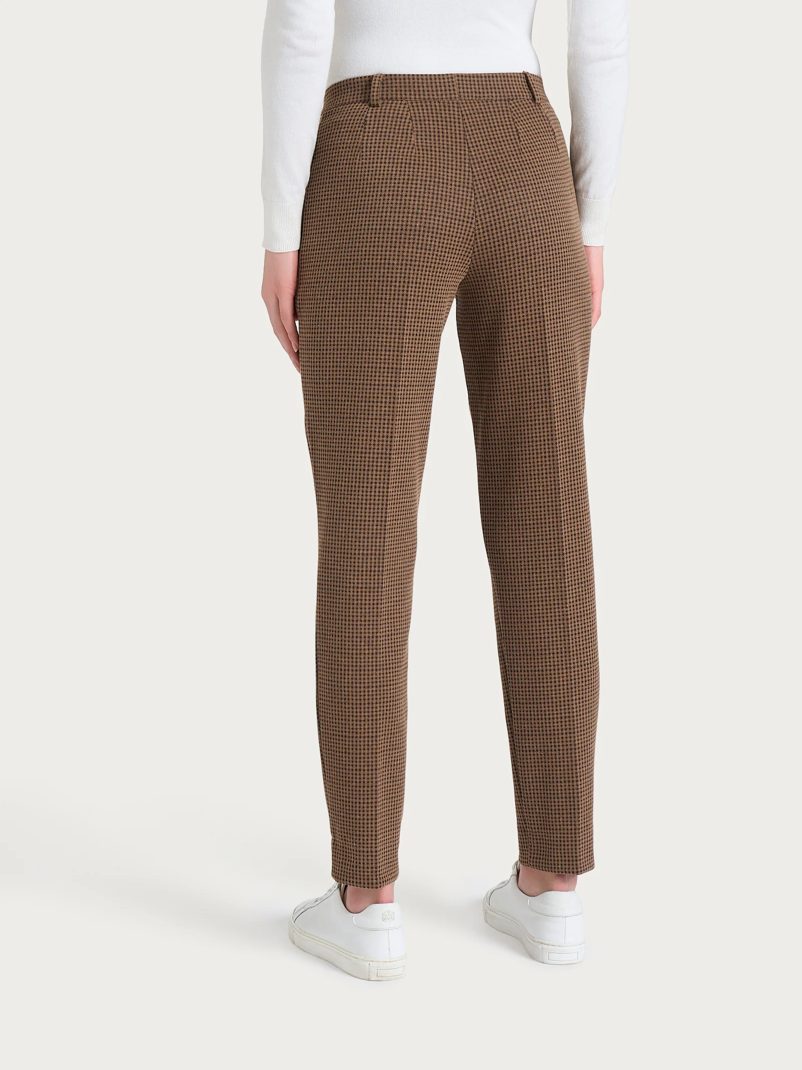 Pantalone chino slim con tasche e micro check in Eco Jacquard - Fant. Pine Bark - Image 3