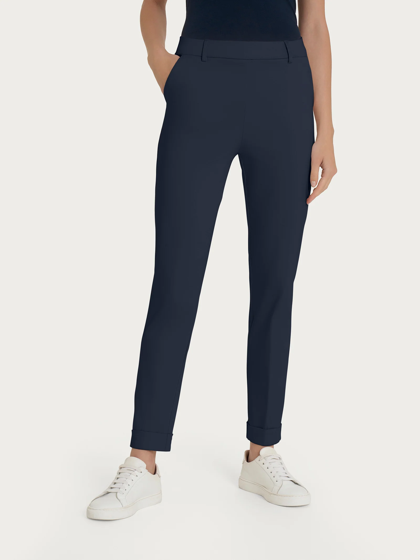 Pantalone chino slim con tasche in Satin Power - Bleu