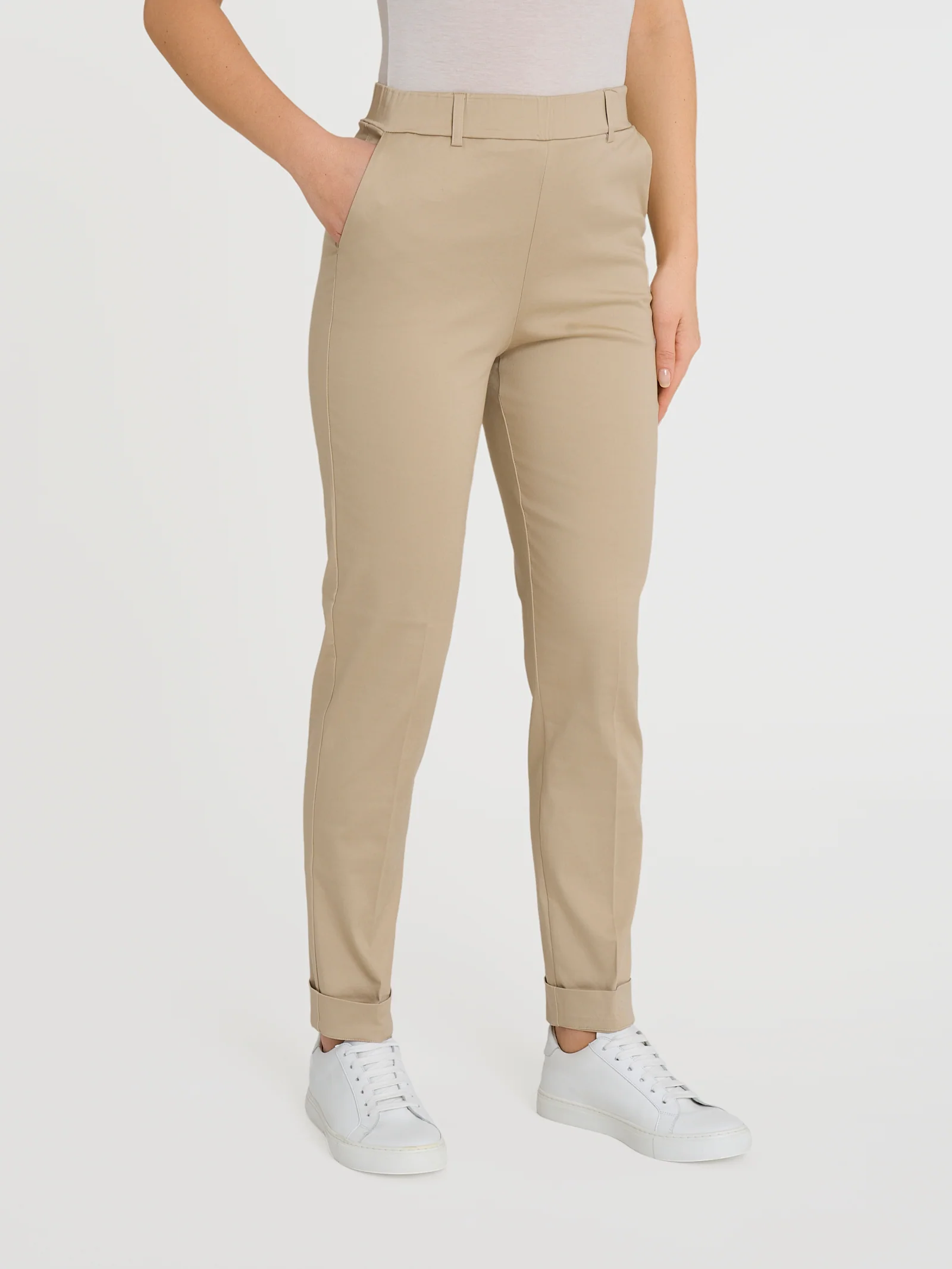 Pantalone chino slim con tasche in Satin Power - Irish Cream
