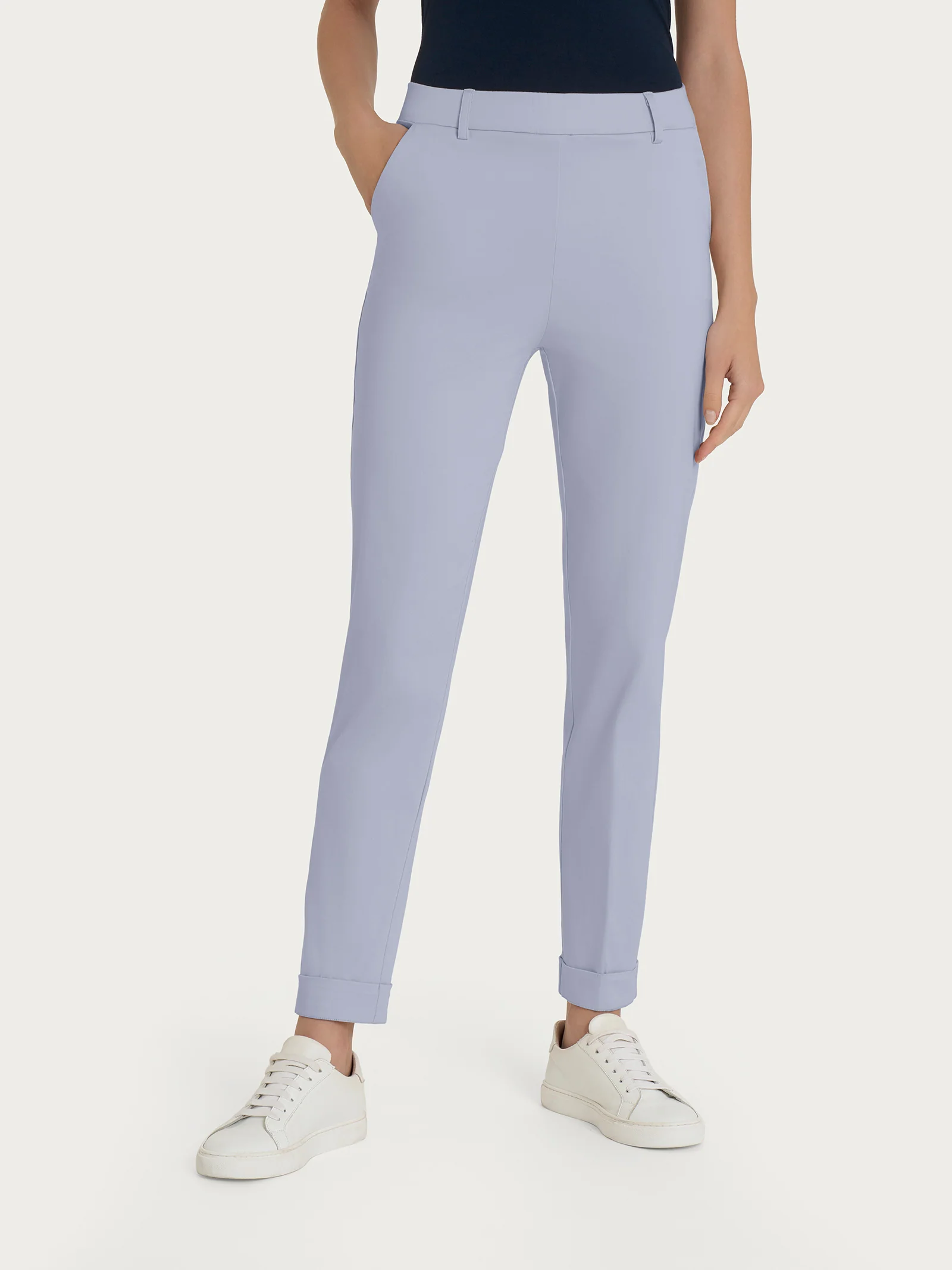 Pantalone chino slim con tasche in Satin Power - Ultimate Gray