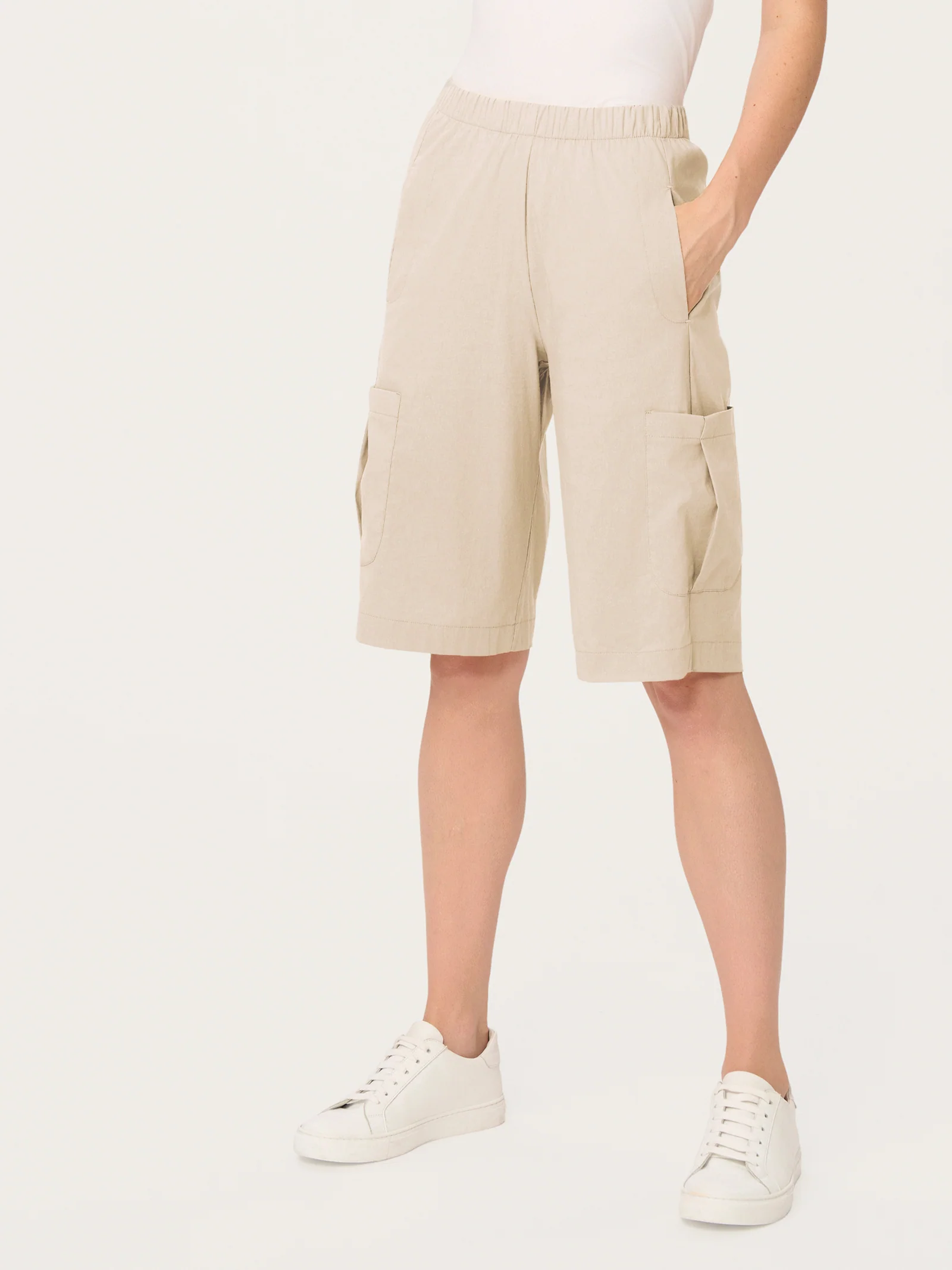 Pantalone corto Cargo in Super Fresh - Champignon