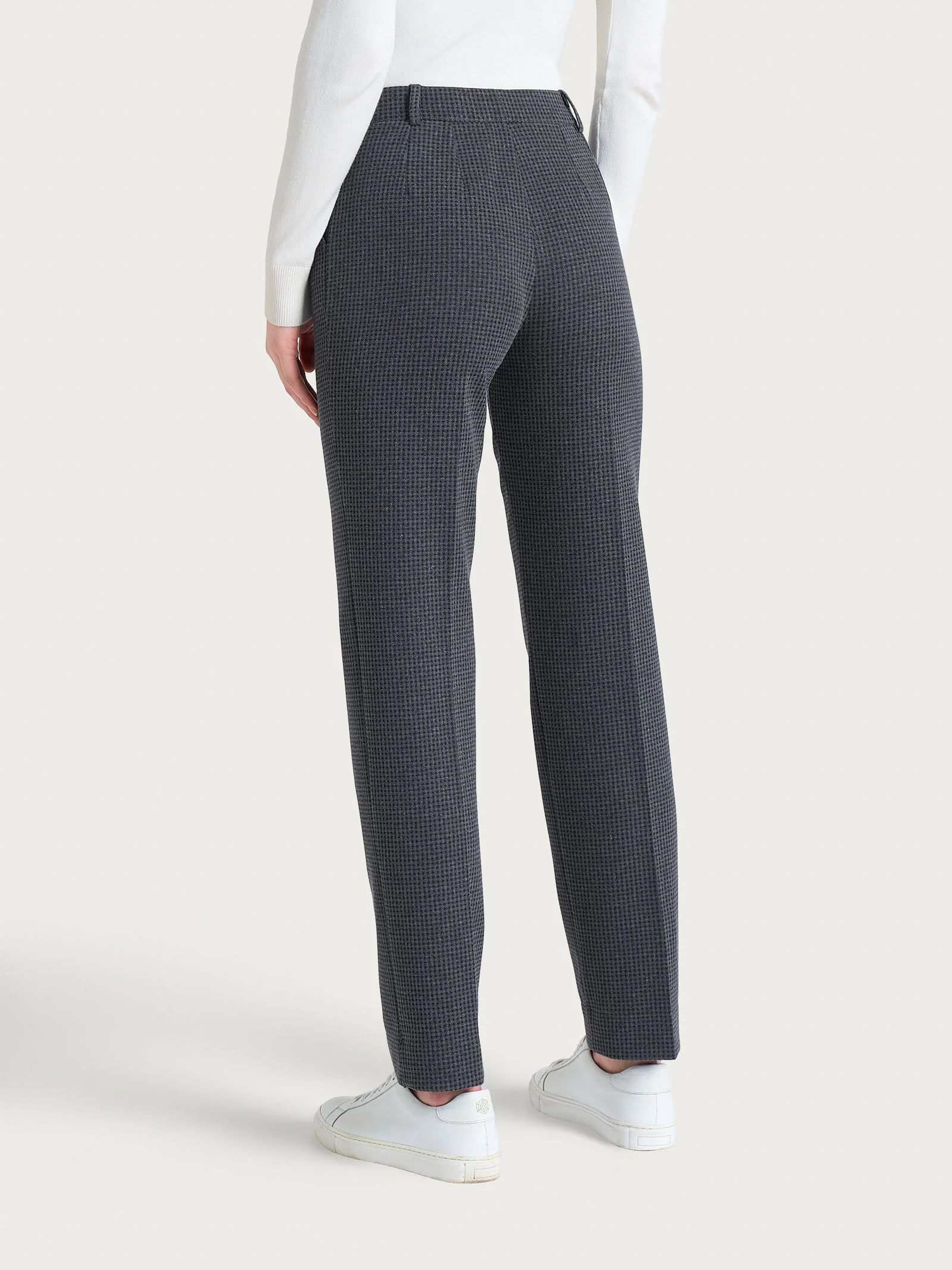 Pantalone dritto con tasche e micro check in Eco Jacquard - Fant.Ardesia Mel. - Image 2