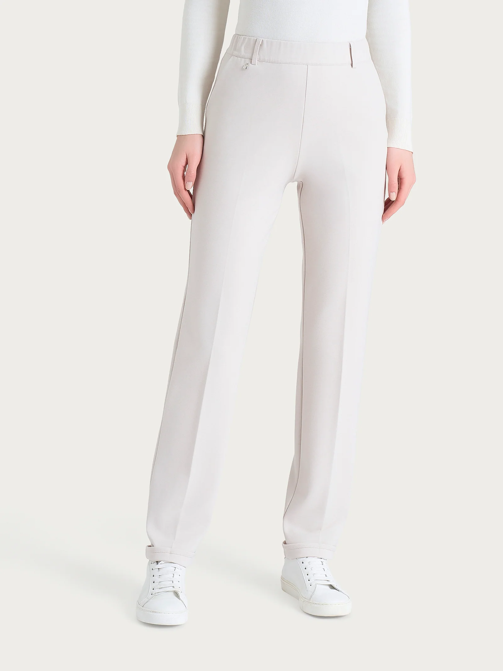 Pantalone dritto con tasche in Cashmere Compact - Champignon - Image 2