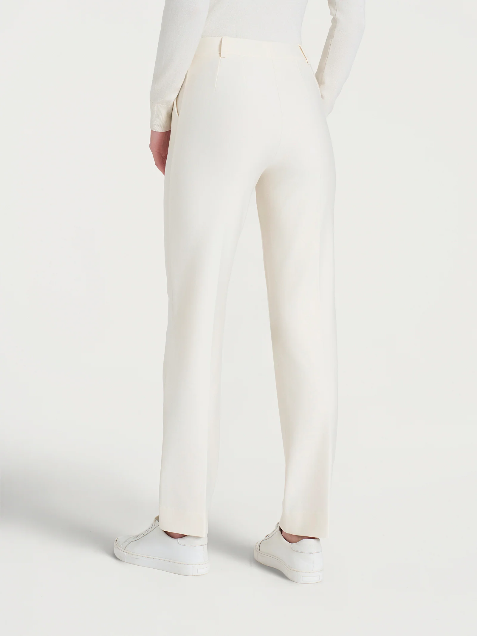 Pantalone dritto con tasche in Compact - Avorio - Image 2