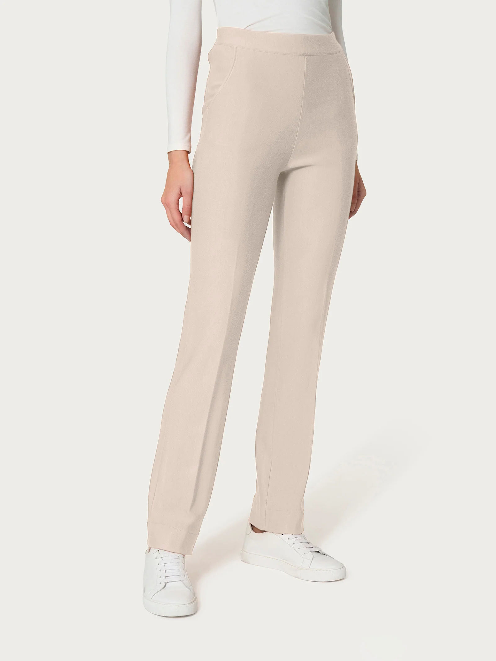 Pantalone dritto con tasche in Eco Techno Fleece - Champignon