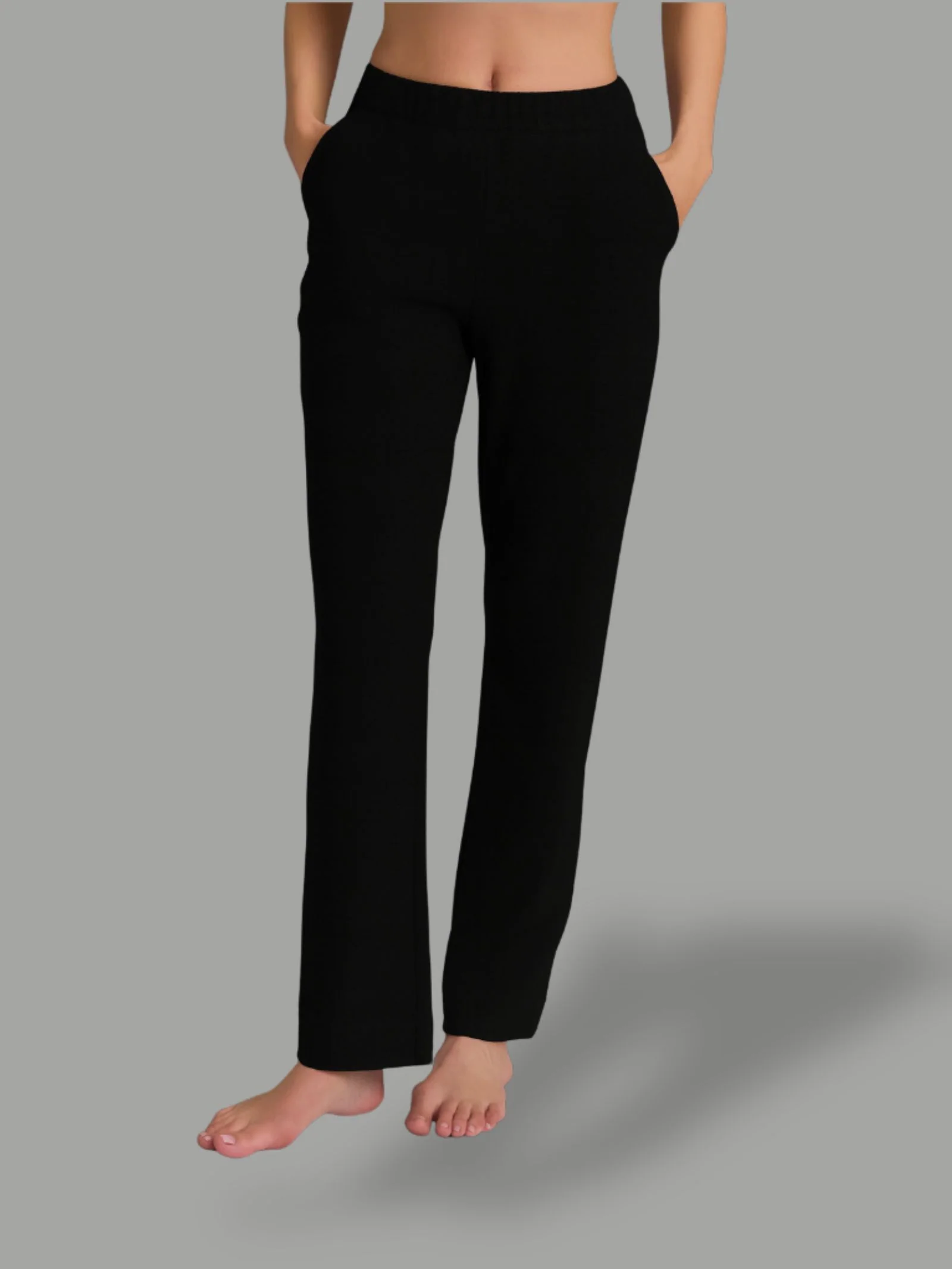 Pantalone dritto con tasche in Flannel Compact - Nero