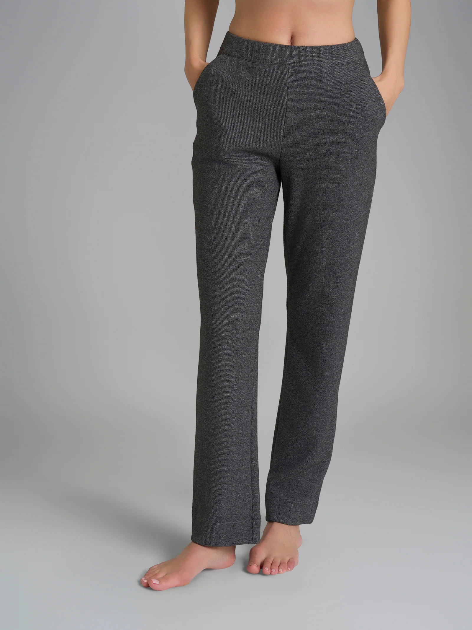 Pantalone dritto con tasche in Flannel Compact - Ardesia Mel.